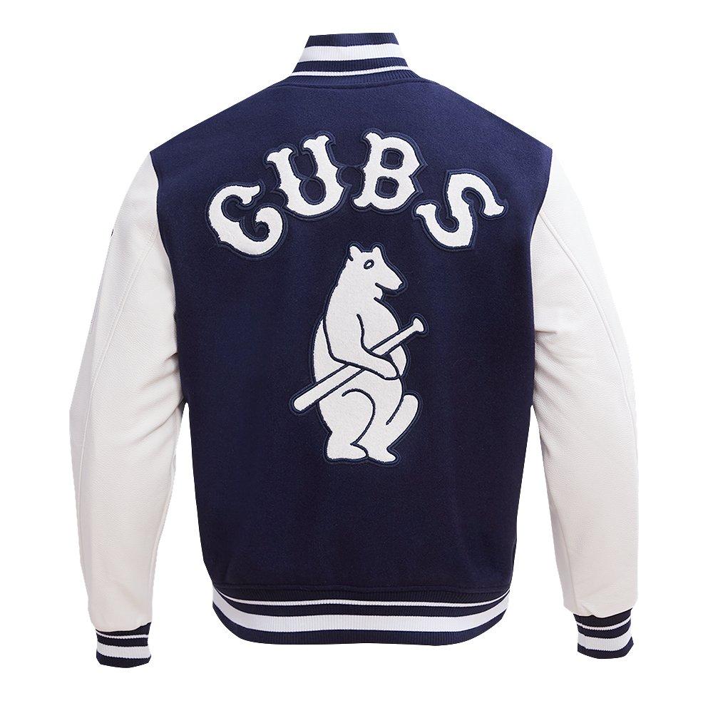 Pro Standard Men's MLB Chicago Cubs Retro Classic Rip Wool Varsity Jacket - Navy/White - NAVY/WHITE Thumbnail View 2
