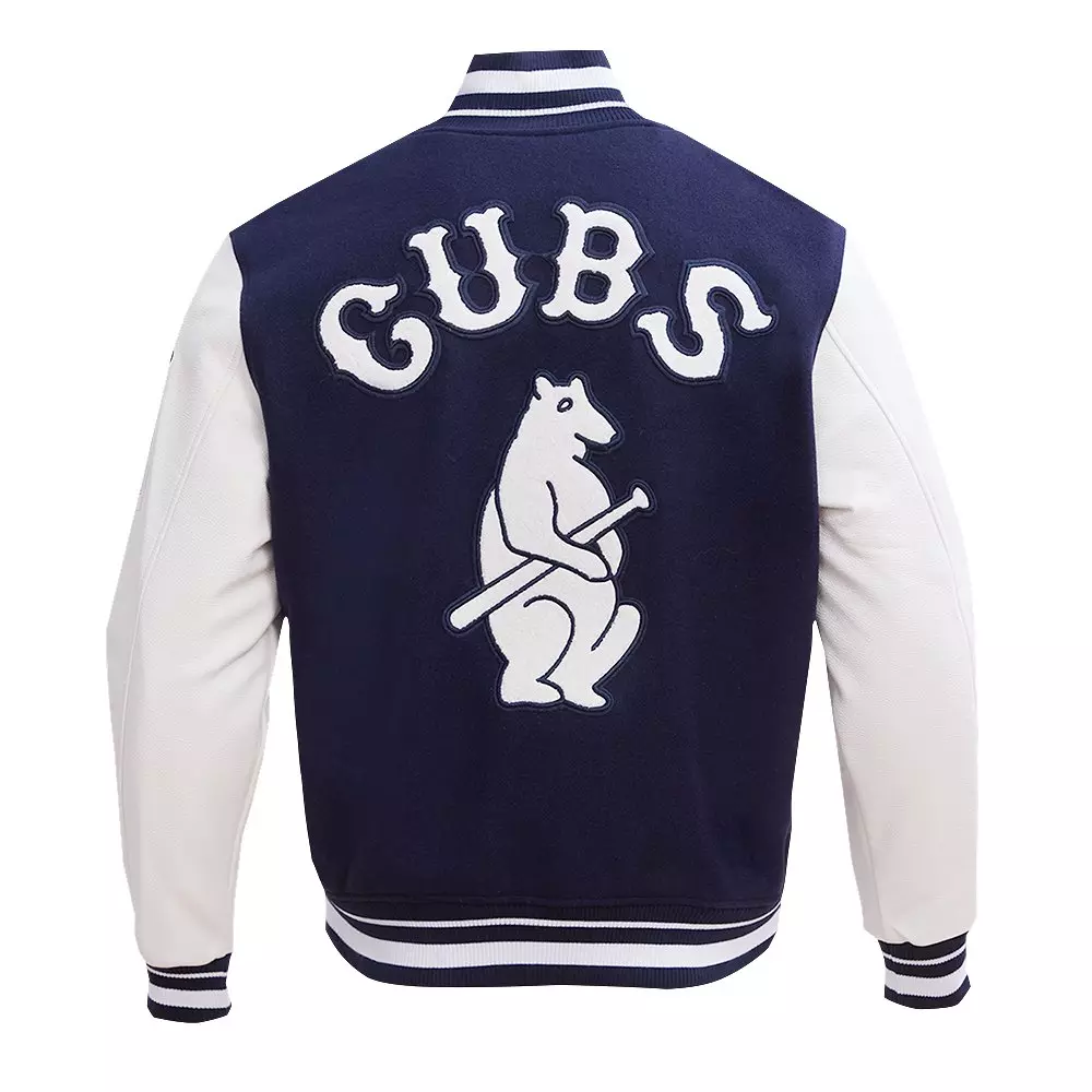 Pro Standard Men's MLB Chicago Cubs Retro Classic Rip Wool Varsity Jacket - Navy/White - NAVY/WHITE