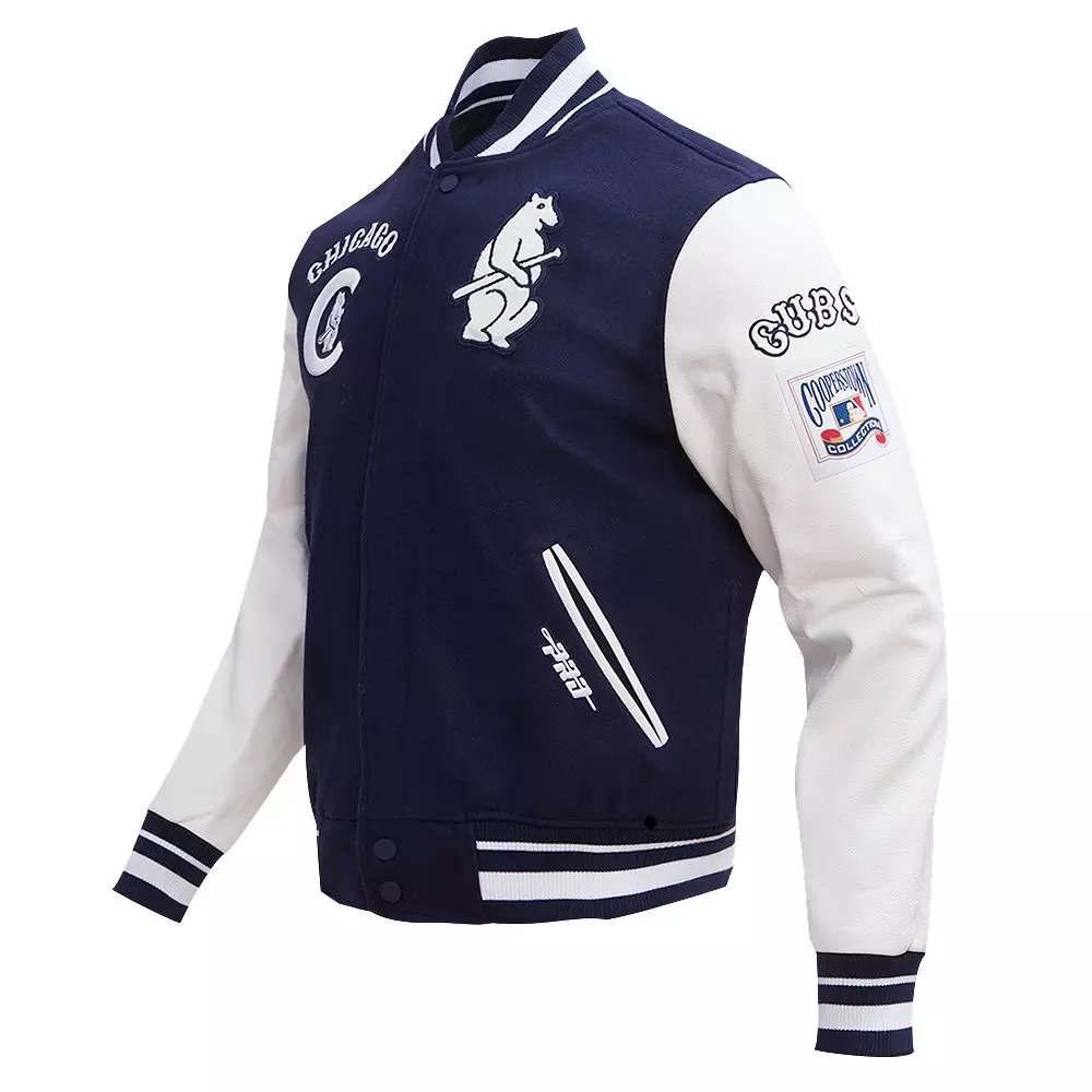 Pro Standard Men's MLB Chicago Cubs Retro Classic Rip Wool Varsity Jacket - Navy/White - NAVY/WHITE