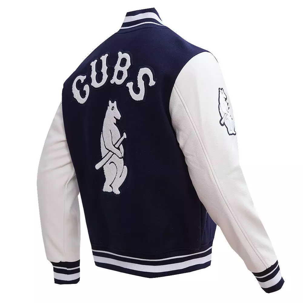 Pro Standard Men's MLB Chicago Cubs Retro Classic Rip Wool Varsity Jacket - Navy/White - NAVY/WHITE