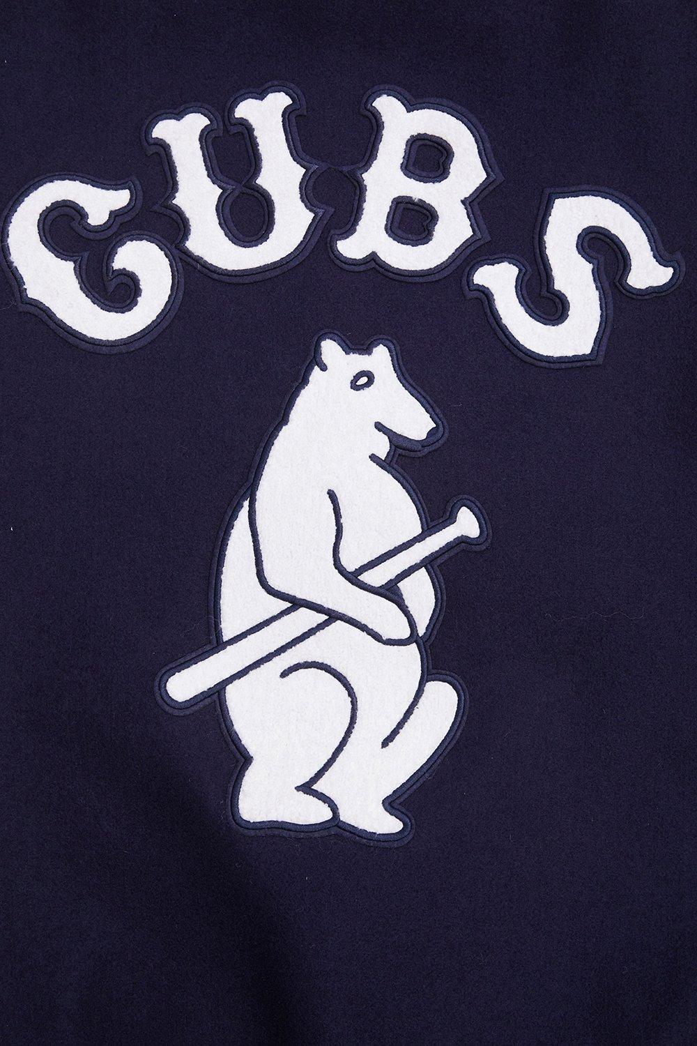 Pro Standard Men's MLB Chicago Cubs Retro Classic Rip Wool Varsity Jacket - Navy/White - NAVY/WHITE Thumbnail View 5