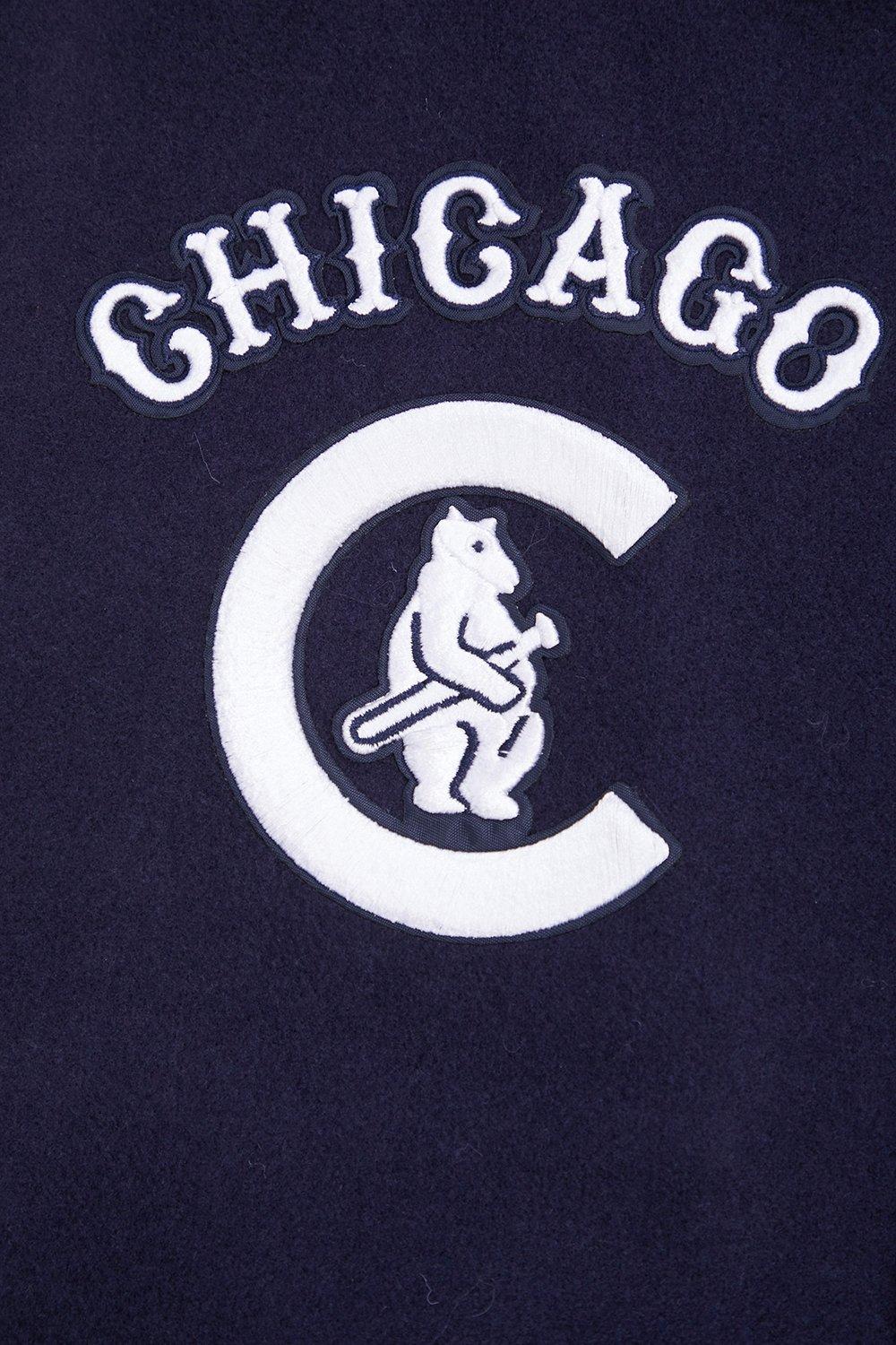 Pro Standard Men's MLB Chicago Cubs Retro Classic Rip Wool Varsity Jacket - Navy/White - NAVY/WHITE Thumbnail View 6