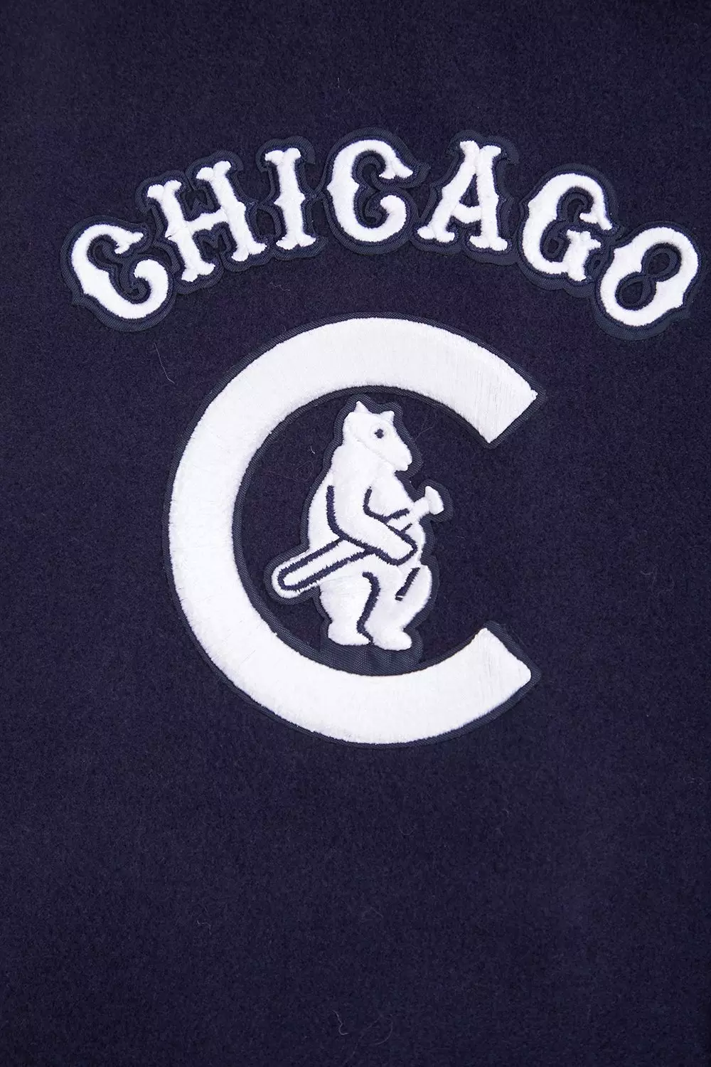 Pro Standard Men's MLB Chicago Cubs Retro Classic Rip Wool Varsity Jacket - Navy/White - NAVY/WHITE