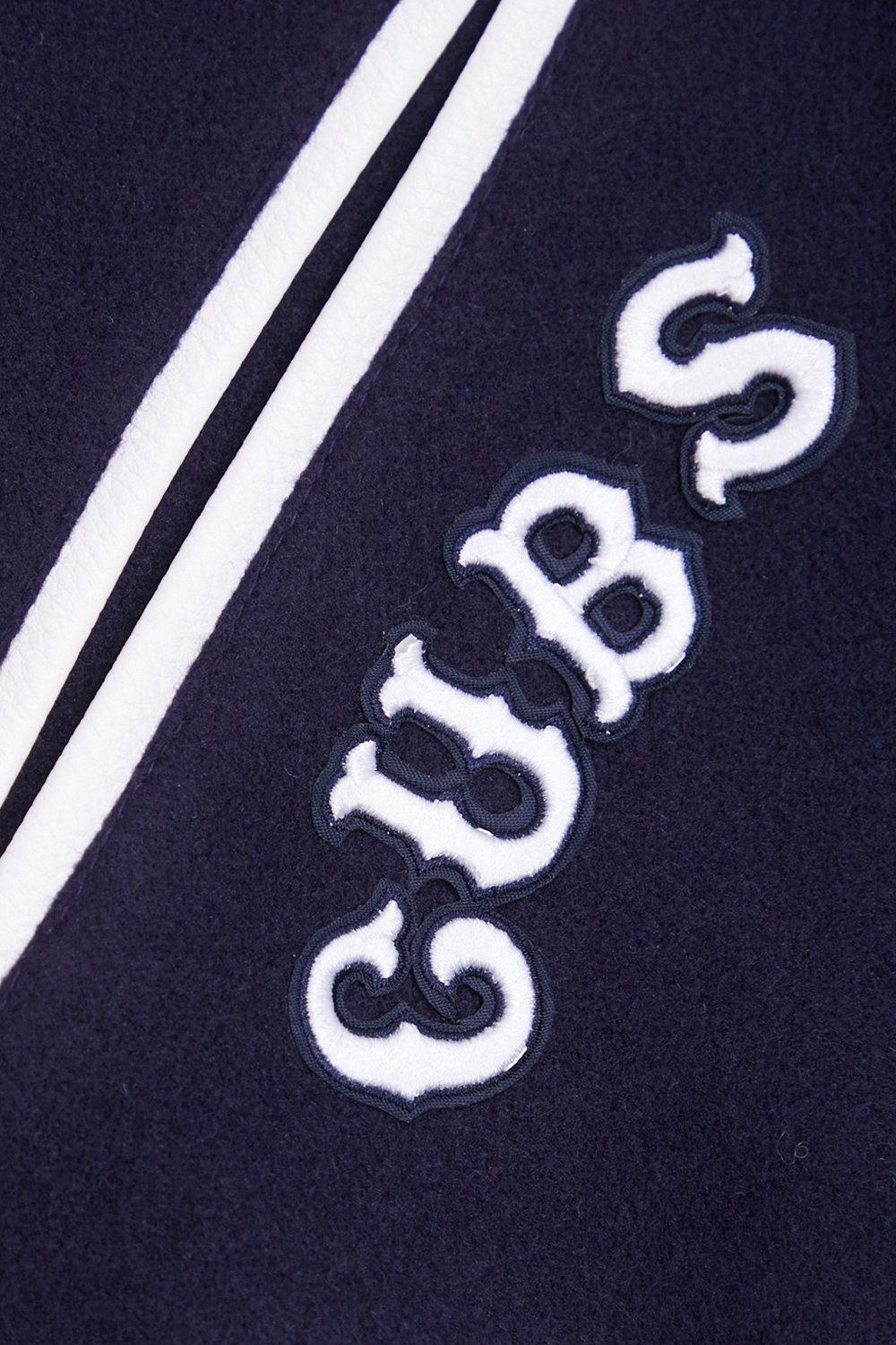 Pro Standard Men's MLB Chicago Cubs Retro Classic Rip Wool Varsity Jacket - Navy/White - NAVY/WHITE Thumbnail View 8