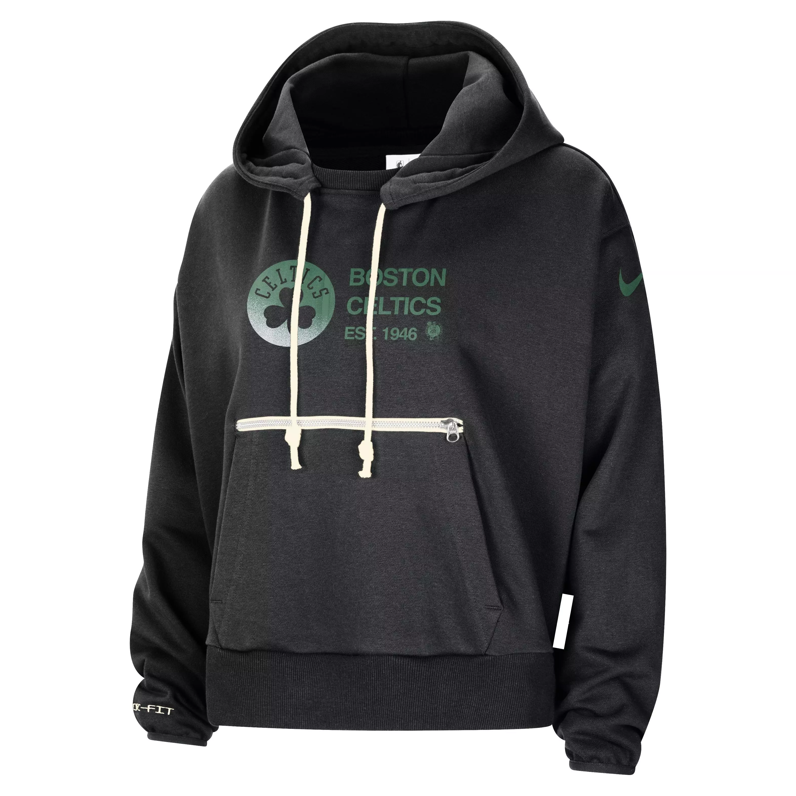 Nike Women's Dri-FIT NBA Boston Celtics Standard Issue Courtside Pullover Hoodie -Black - BLACK
