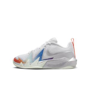Nike S.T. Dynamite "White/Metallic Silver/Orange Frost/Silver" Grade School Boys' Basketball Shoe - WHITE/SILVER/ORANGE/SILVER
