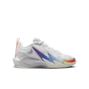 Nike S.T. Dynamite "White/Metallic Silver/Orange Frost/Silver" Grade School Boys' Basketball Shoe - WHITE/SILVER/ORANGE/SILVER