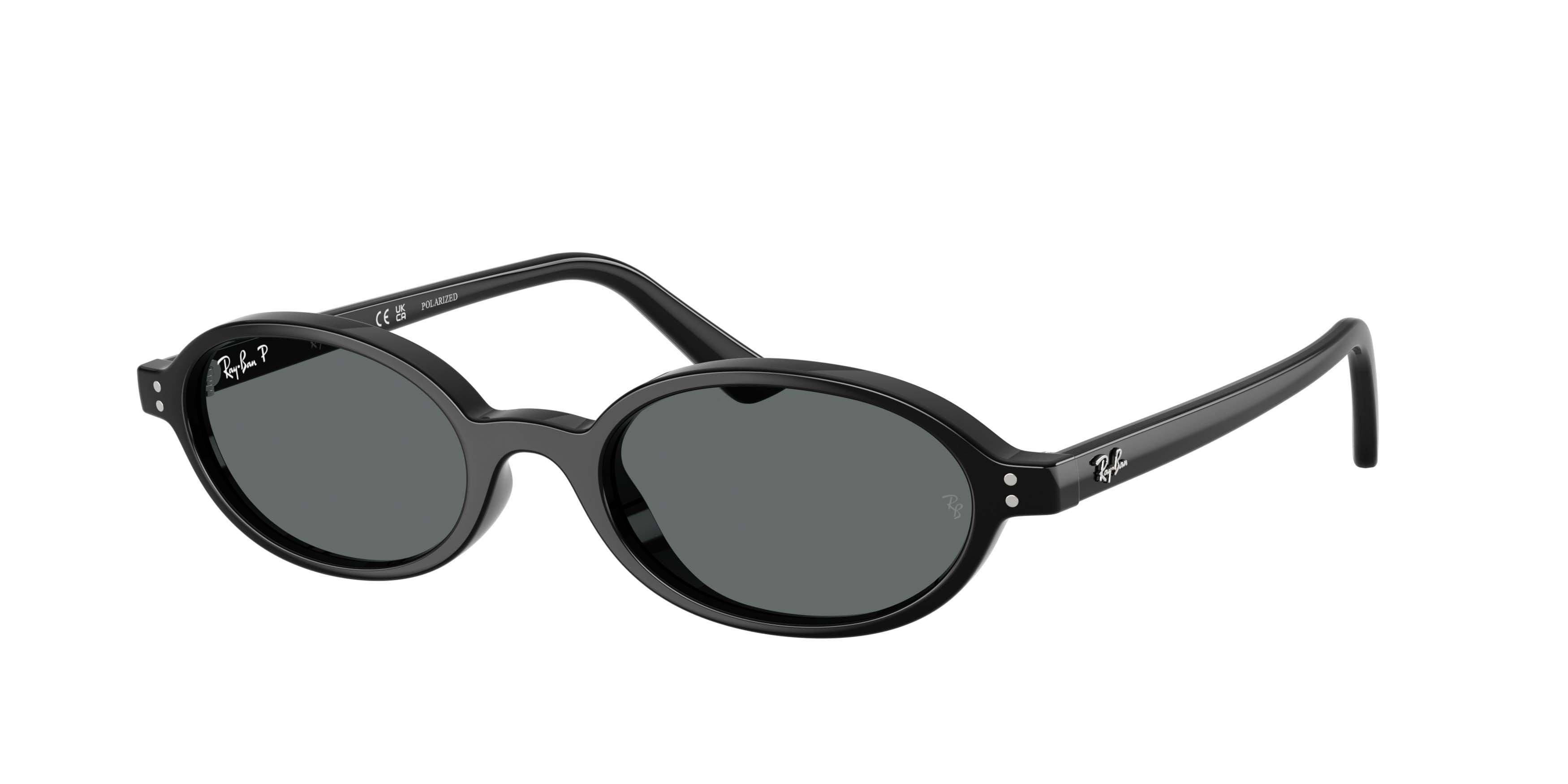 Ray-Ban Khal Bio-Based Dark Grey Polarized Sunglasses &ndash; Polished Black - BLACK/GREY Thumbnail View 1