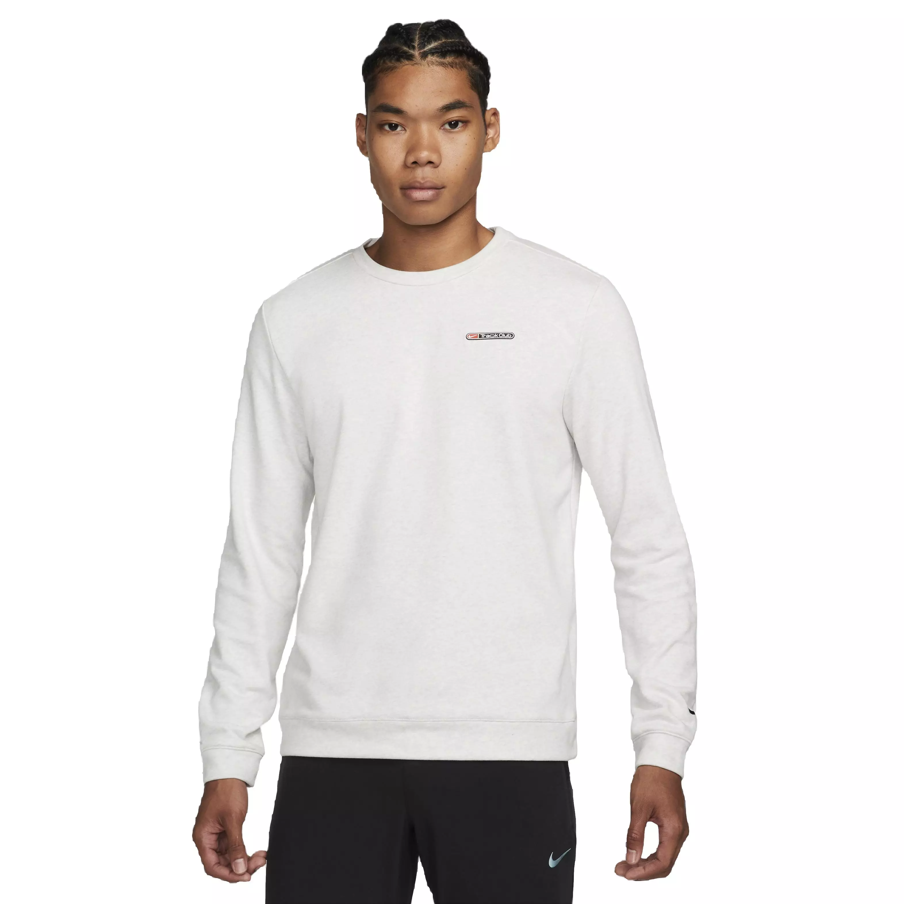 Nike Men's Dri-FIT Track Club Fleece LS Crew Neck Running Sweatshirt - PHOTON DUST