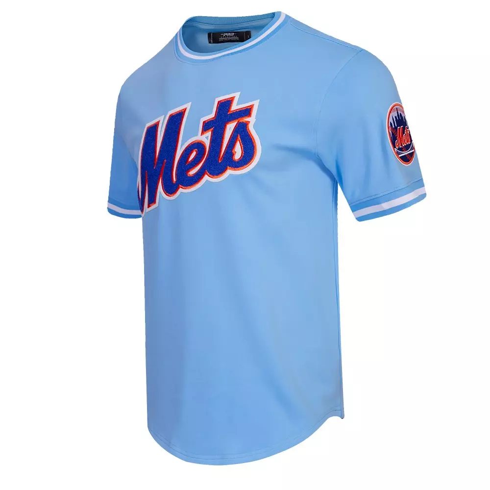 Pro Standard Men's MLB New York Mets Classic Chenille Striped Sleeve Top - BLUE