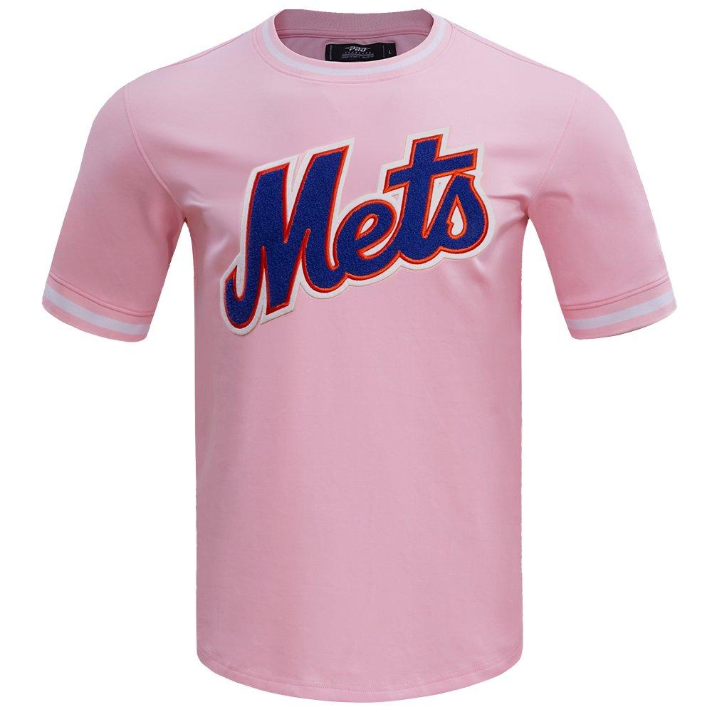 Pro Standard Men's MLB New York Mets Classic Chenille Striped Sleeve Top - PINK Thumbnail View 1