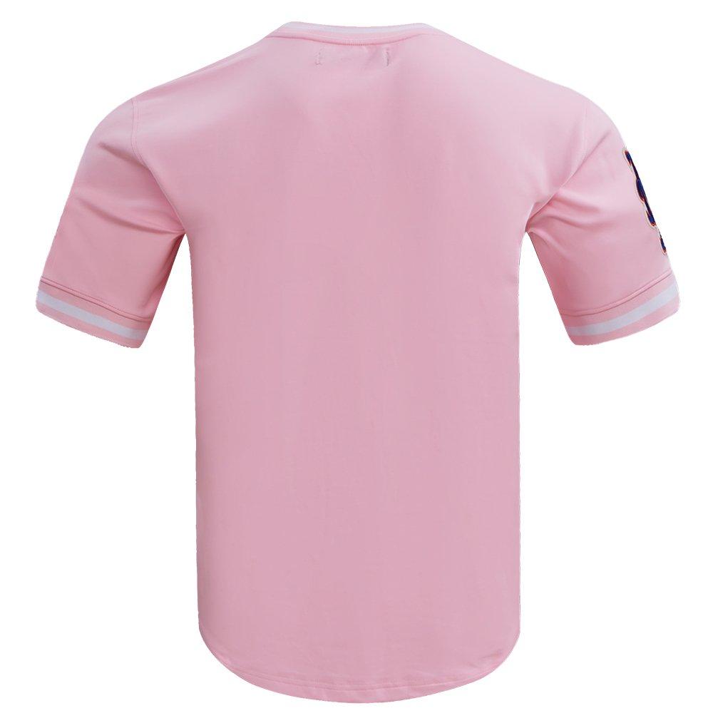 Pro Standard Men's MLB New York Mets Classic Chenille Striped Sleeve Top - PINK Thumbnail View 2
