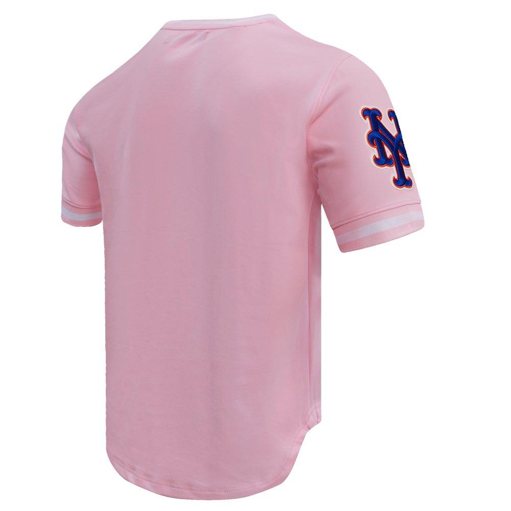 Pro Standard Men's MLB New York Mets Classic Chenille Striped Sleeve Top - PINK Thumbnail View 4