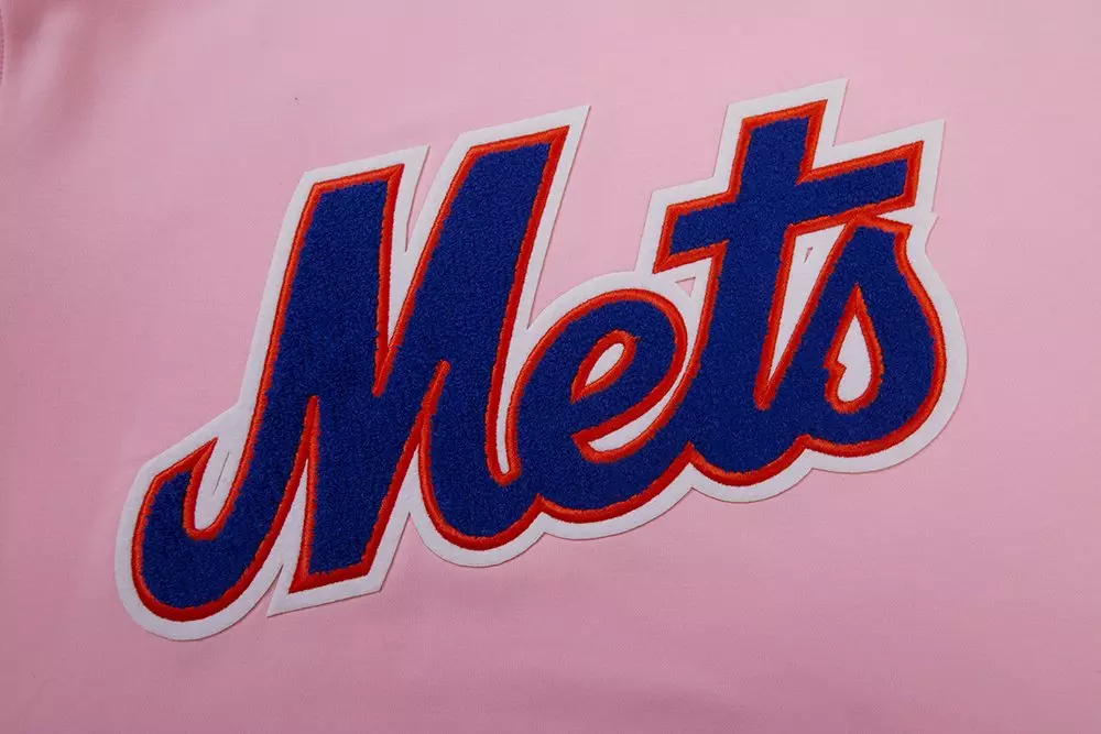 Pro Standard Men's MLB New York Mets Classic Chenille Striped Sleeve Top - PINK