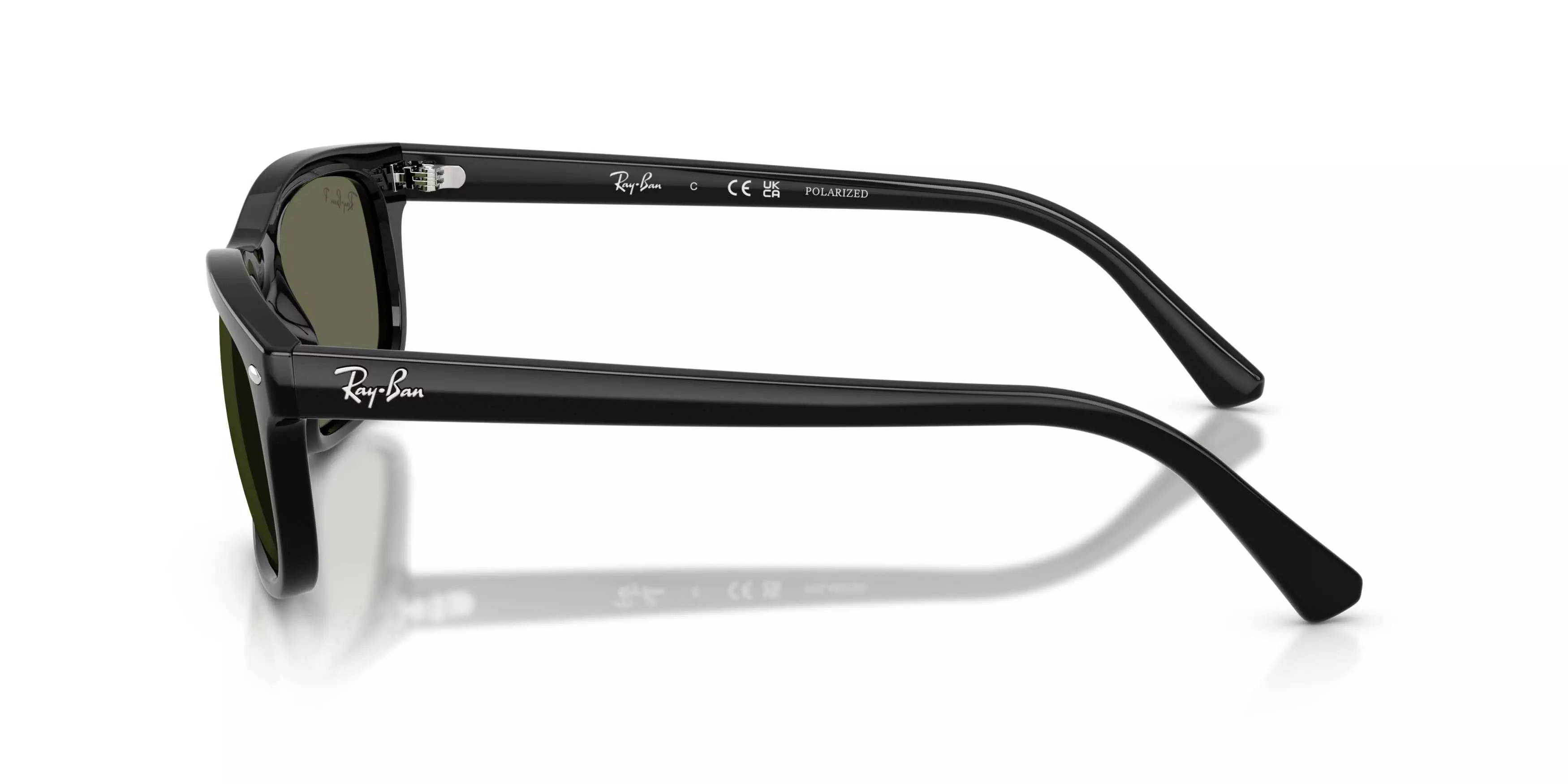 Ray-Ban RB2224 Green Polarized Sunglasses &ndash; Polished Black - BLACK/GREEN