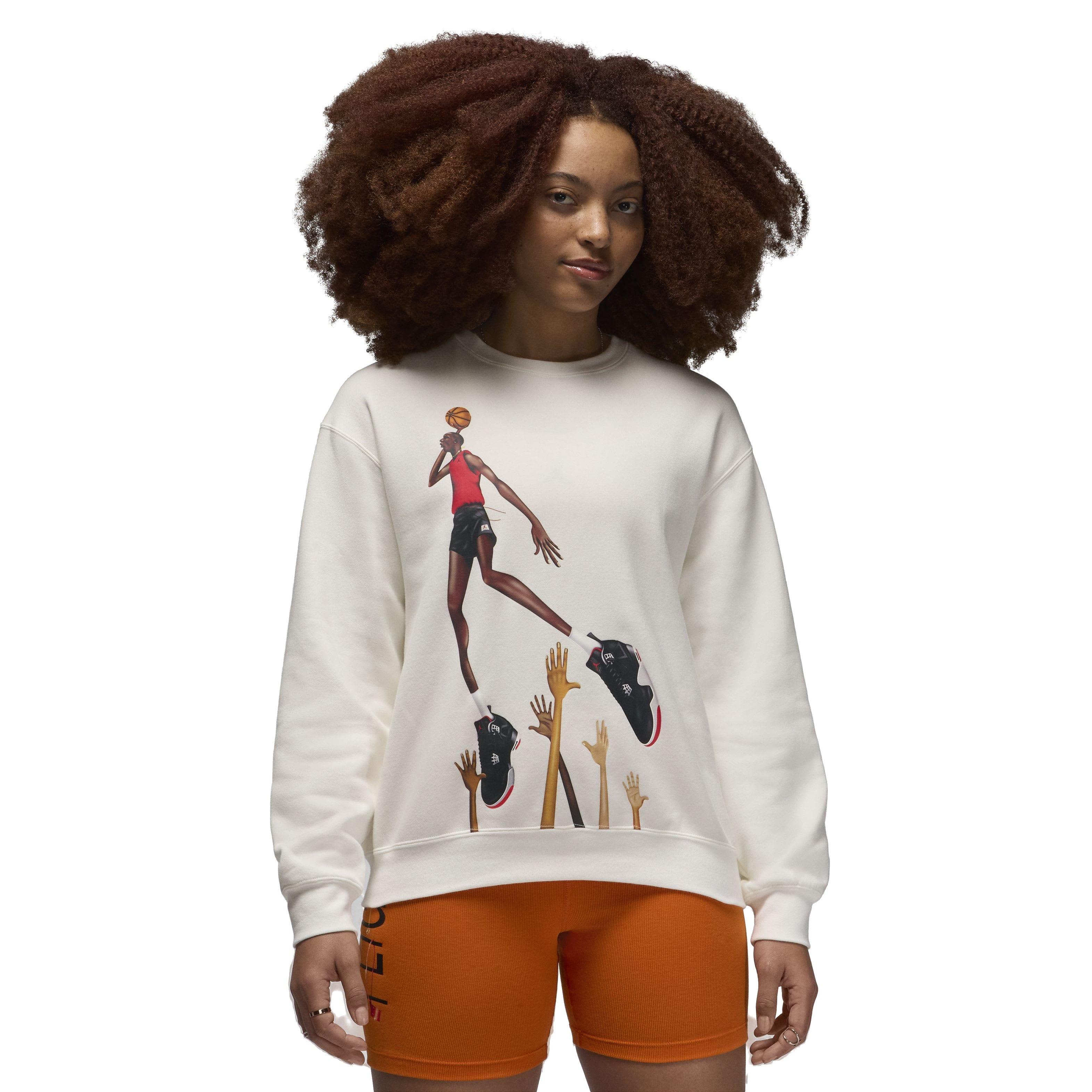 Jordan Women's Artist Series Darien Birks Crewneck Fleece Sweatshirt - White - WHITE