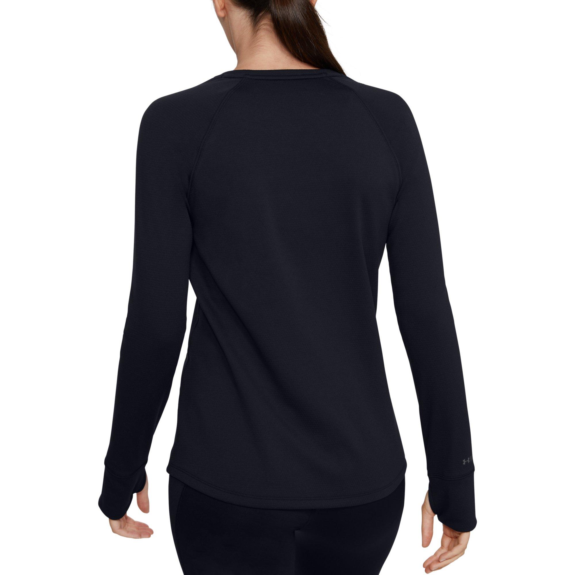 Under Armour Women's Black ColdGear Base 4.0 Crew Long Sleeve Shirt - BLACK Thumbnail View 2