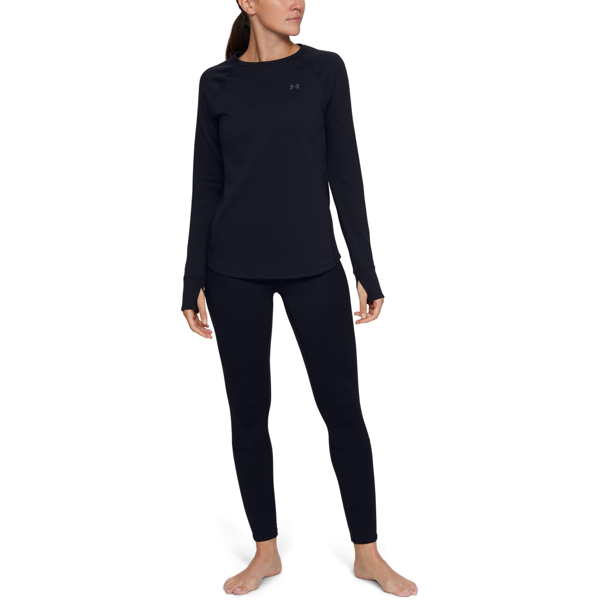 Under Armour Women's Black ColdGear Base 4.0 Crew Long Sleeve Shirt - BLACK Thumbnail View 3