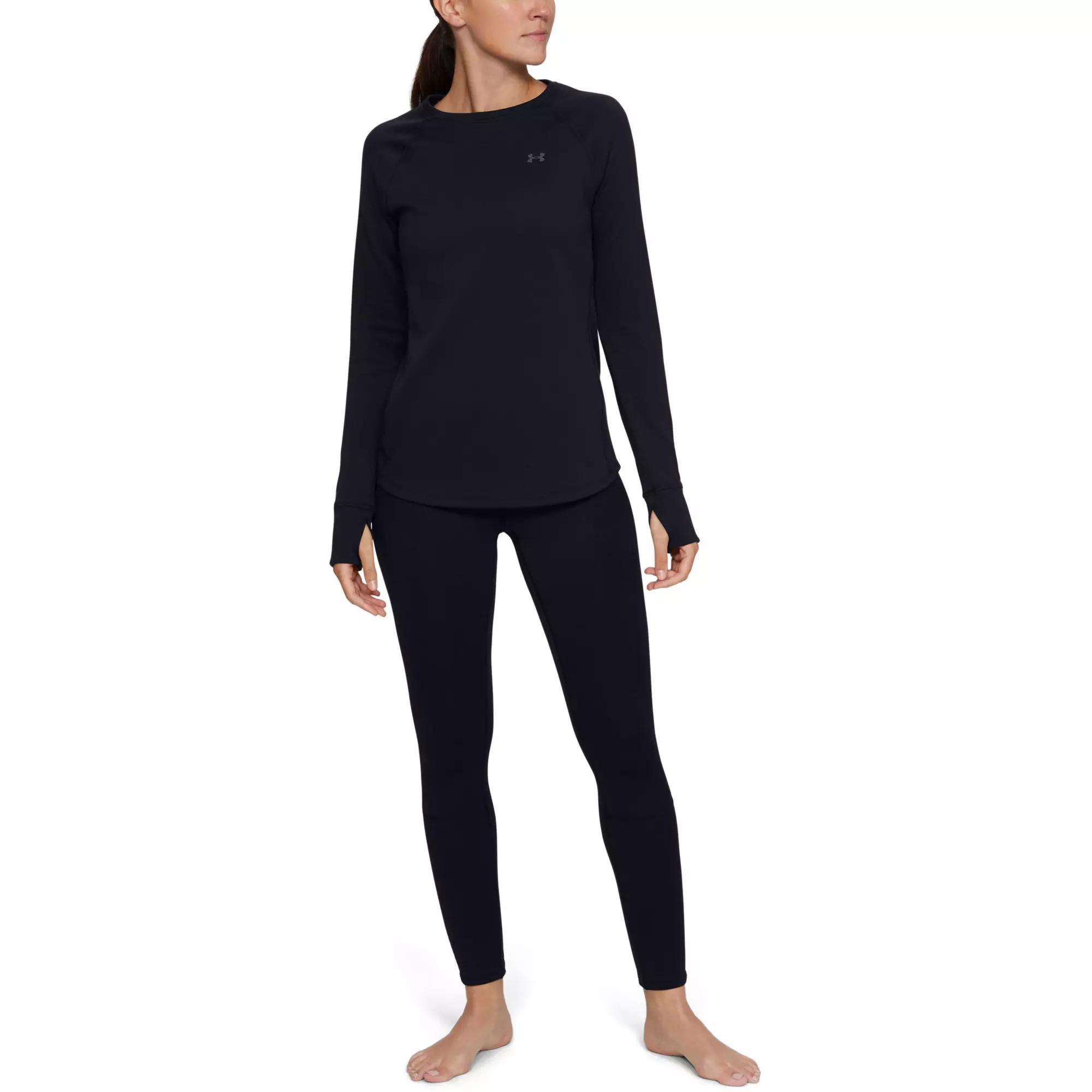 Under Armour Women's Black ColdGear Base 4.0 Crew Long Sleeve Shirt - BLACK