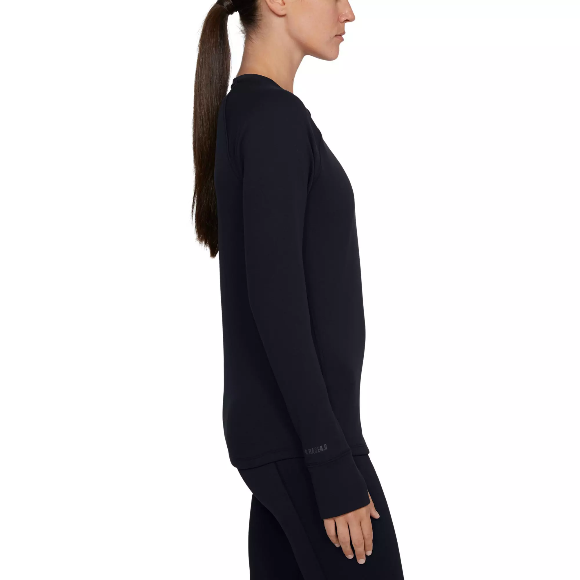 Under Armour Women's Black ColdGear Base 4.0 Crew Long Sleeve Shirt - BLACK