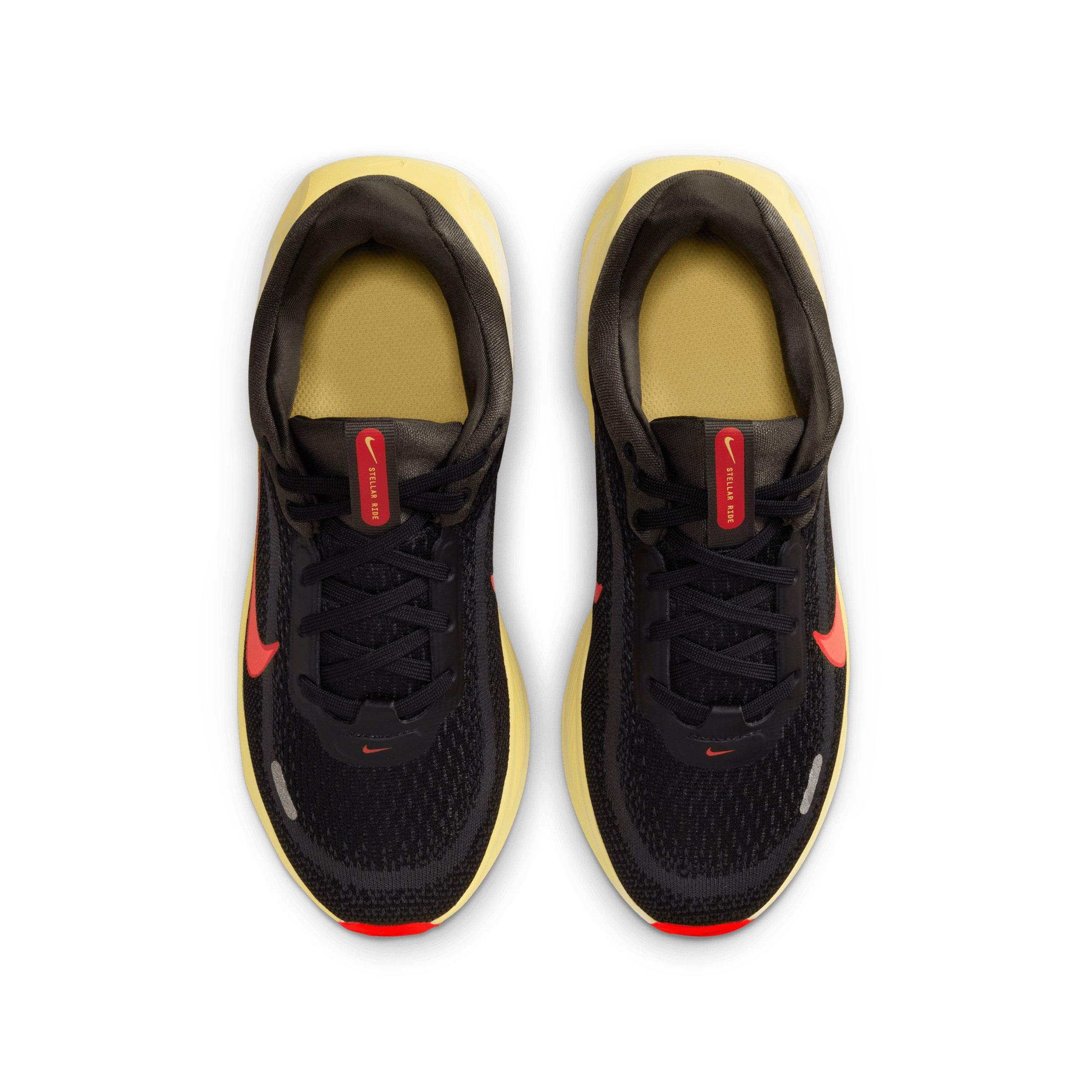 Nike Stellar Ride "Black/Medium Ash/Light Crimson/Bright Crimson" Grade School Boys' Running Shoe - BLACK/MD ASH/LT CRIMSON/CRIMSON
