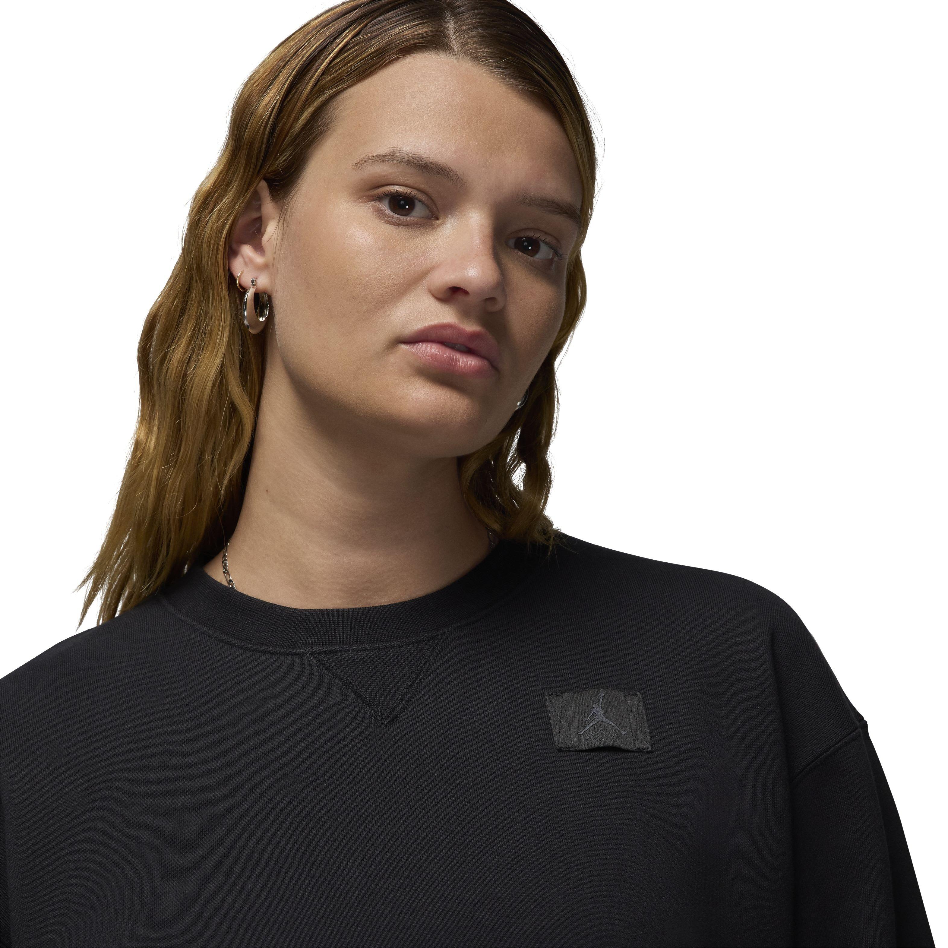 Jordan Women's Flight Fleece Crewneck Sweatshirt - BLACK Thumbnail View 3