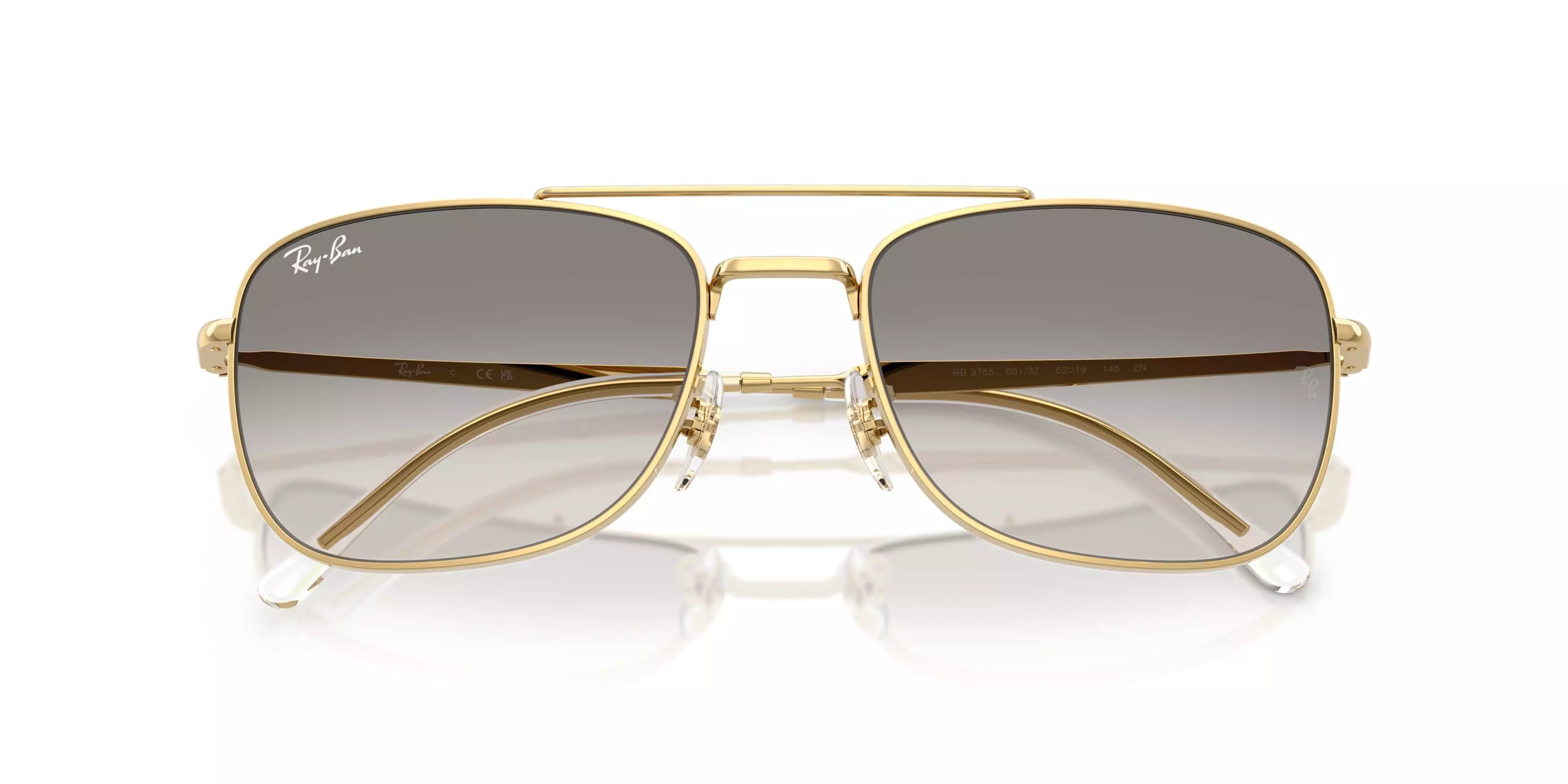 Ray-Ban RB3755 Clear Gradient Grey Sunglasses &ndash; Polished Arista Gold - GOLD/GREY