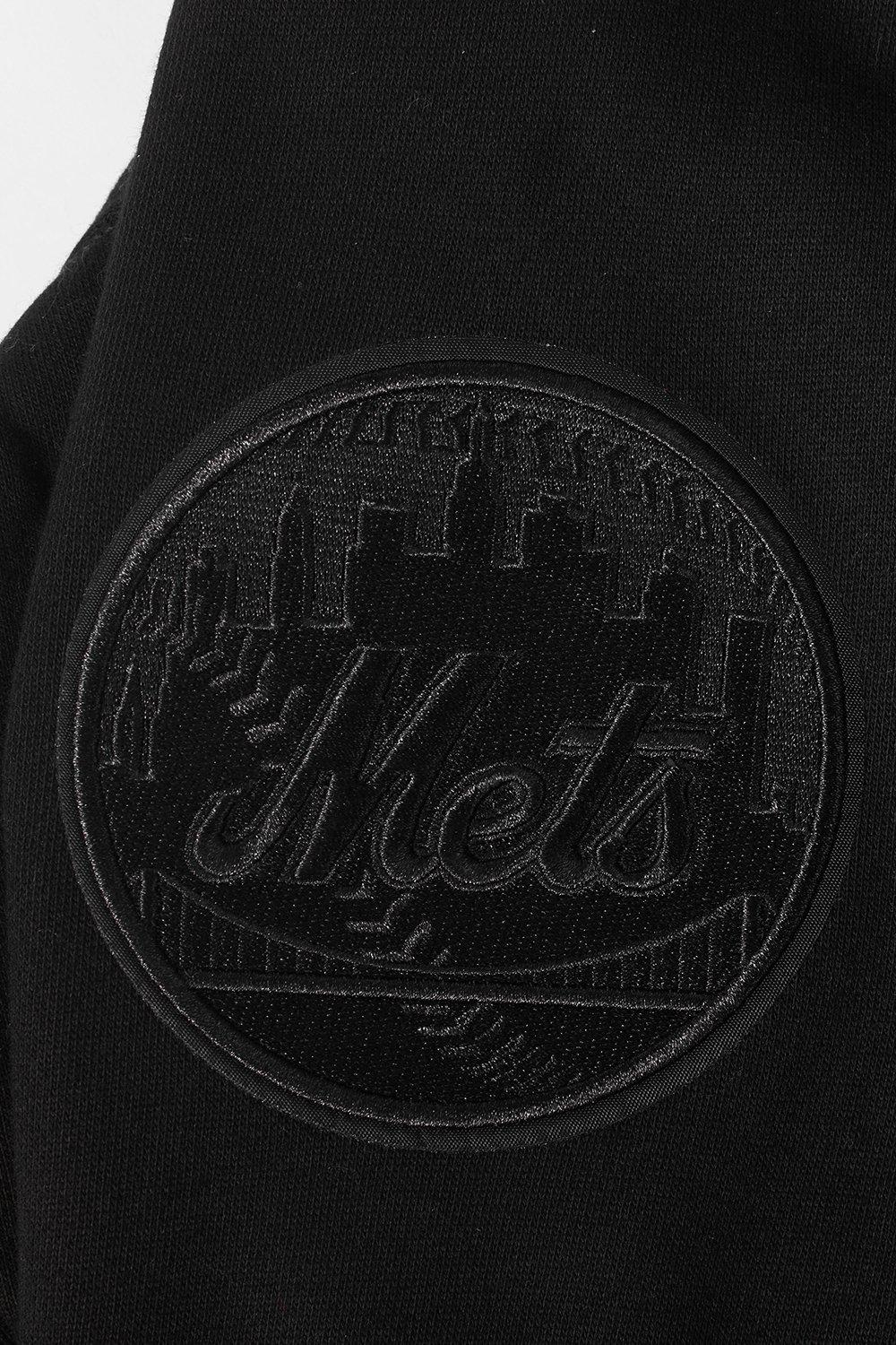 Pro Standard Men's MLB New York Mets Neutral Drop Shoulder Pullover Hoodie - BLACK Thumbnail View 5