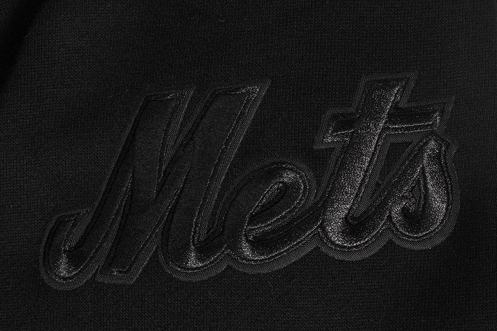 Pro Standard Men's MLB New York Mets Neutral Drop Shoulder Pullover Hoodie - BLACK Thumbnail View 6