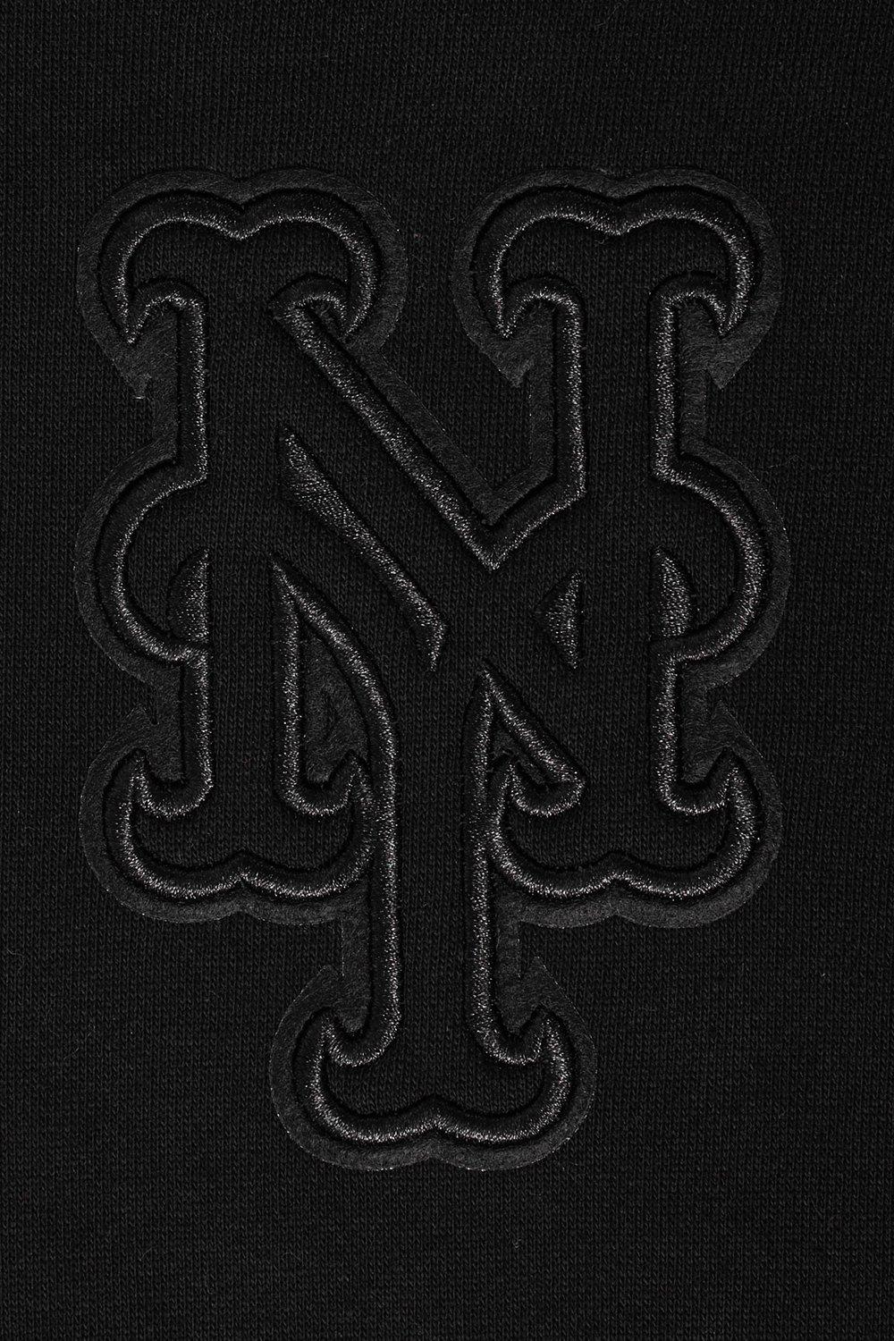 Pro Standard Men's MLB New York Mets Neutral Drop Shoulder Pullover Hoodie - BLACK Thumbnail View 7