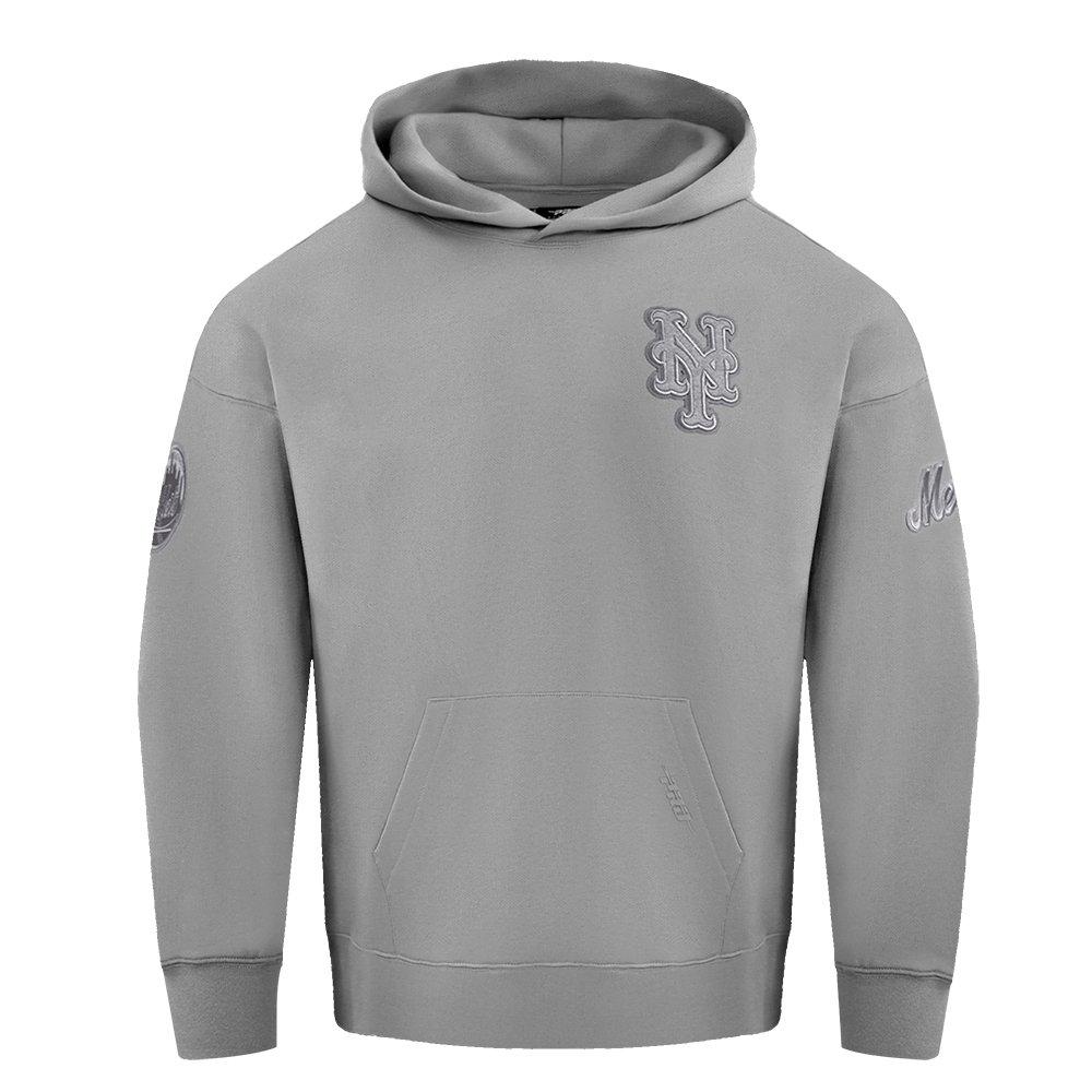 Pro Standard Men's MLB New York Mets Neutral Drop Shoulder Pullover Hoodie - DK GREY Thumbnail View 1