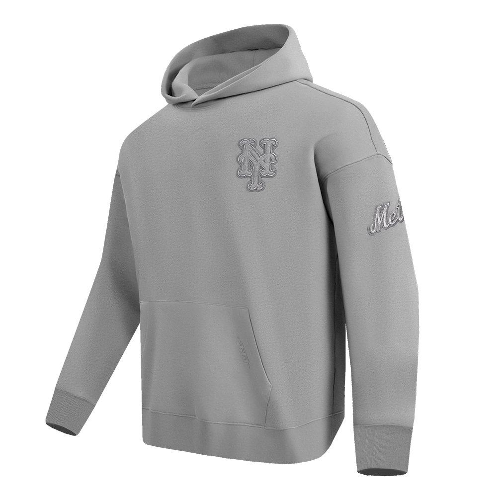 Pro Standard Men's MLB New York Mets Neutral Drop Shoulder Pullover Hoodie - DK GREY Thumbnail View 3