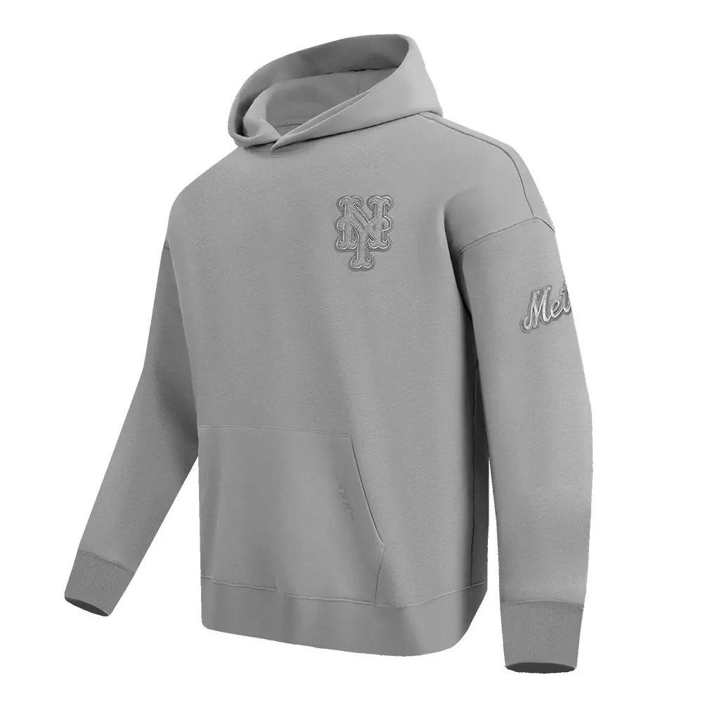Pro Standard Men's MLB New York Mets Neutral Drop Shoulder Pullover Hoodie - DK GREY