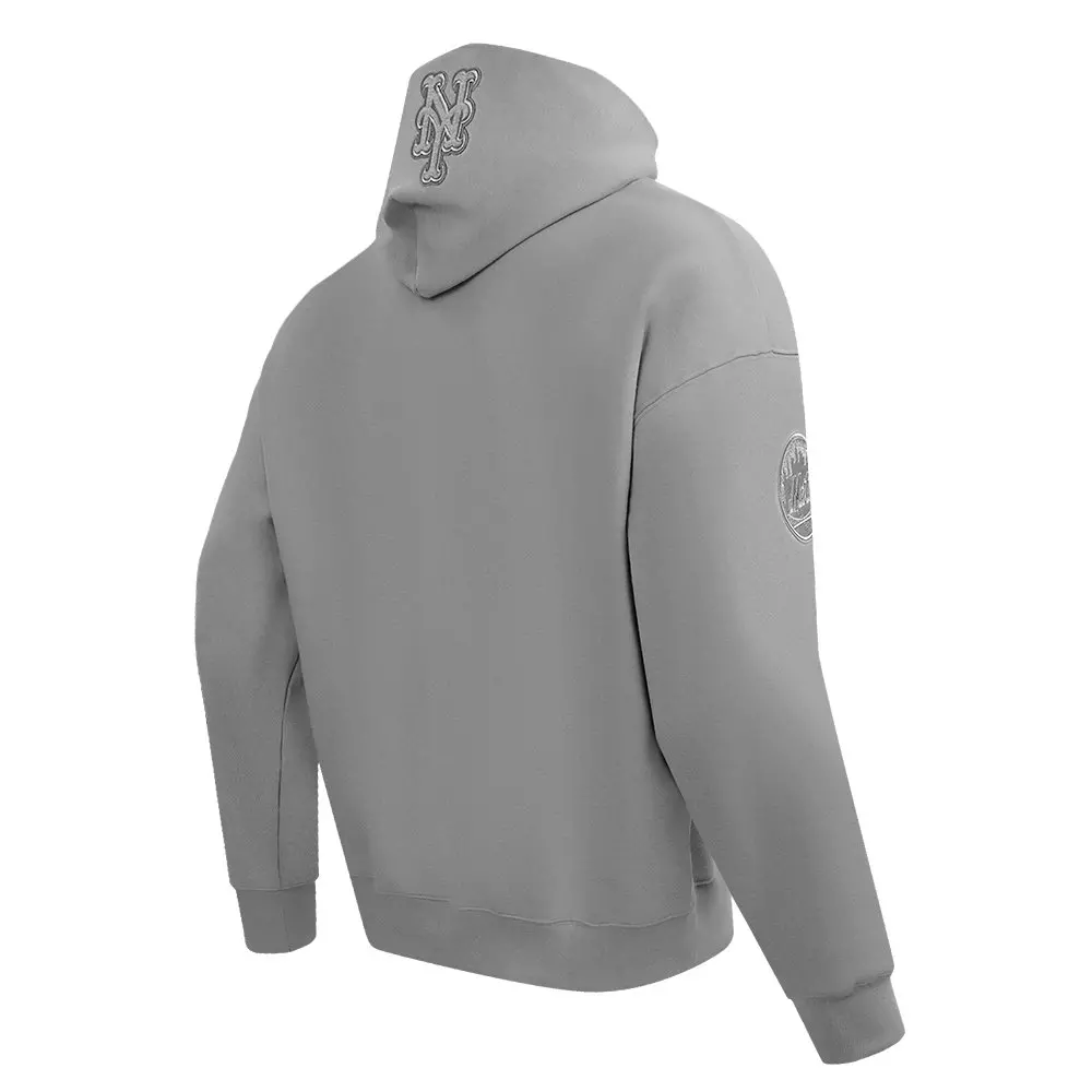 Pro Standard Men's MLB New York Mets Neutral Drop Shoulder Pullover Hoodie - DK GREY