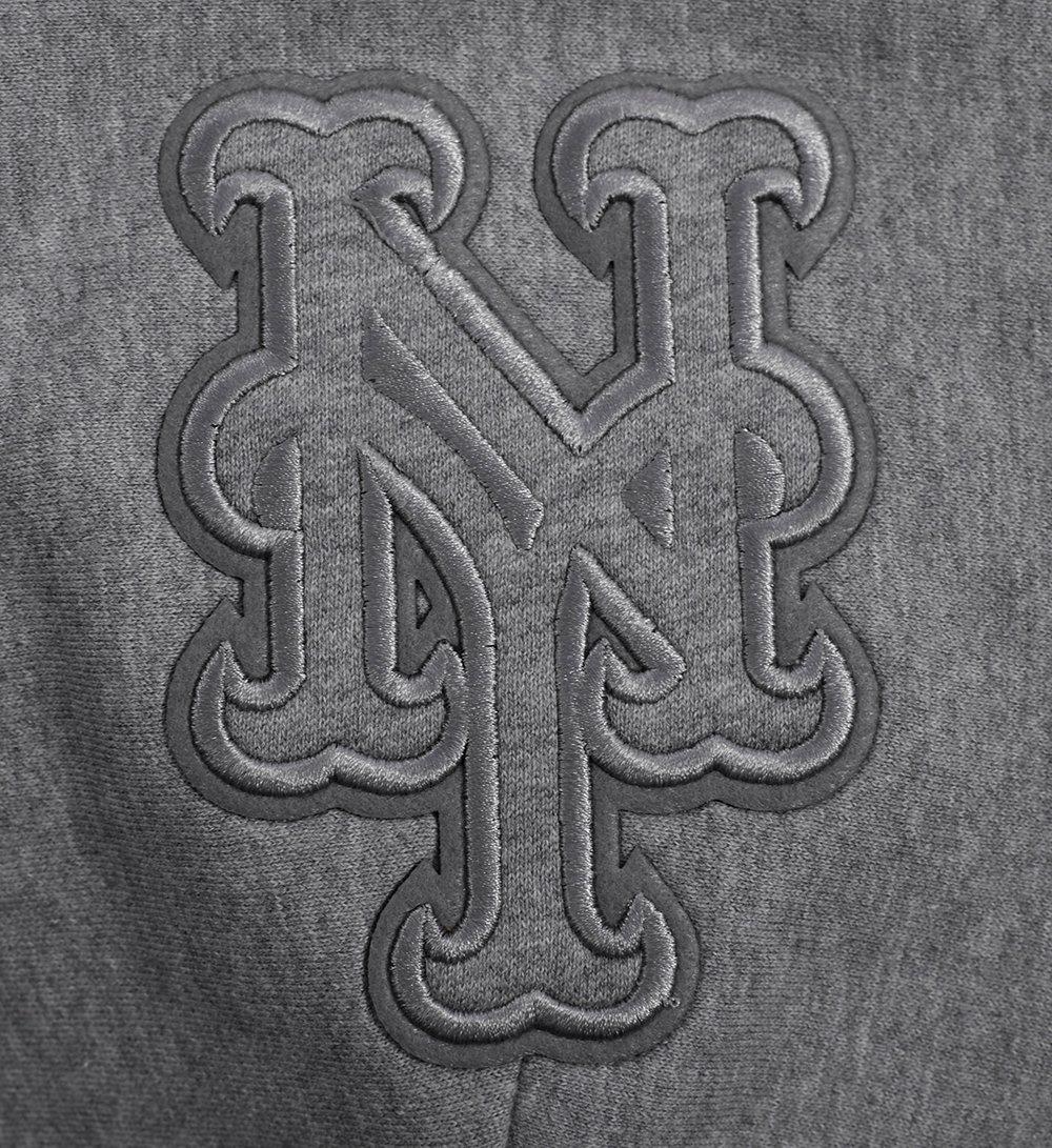 Pro Standard Men's MLB New York Mets Neutral Drop Shoulder Pullover Hoodie - DK GREY Thumbnail View 6