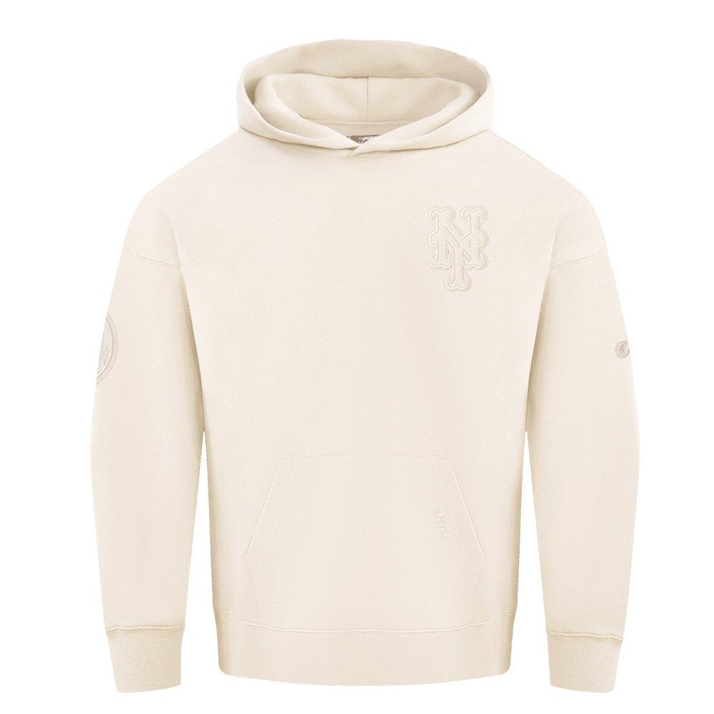 Pro Standard Men's MLB New York Mets Neutral Drop Shoulder Pullover Hoodie - CREAM Thumbnail View 1