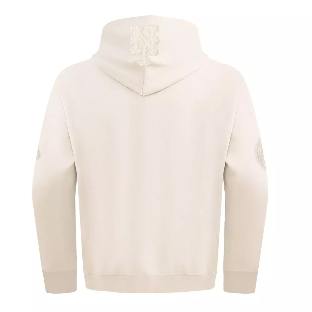 Pro Standard Men's MLB New York Mets Neutral Drop Shoulder Pullover Hoodie - CREAM