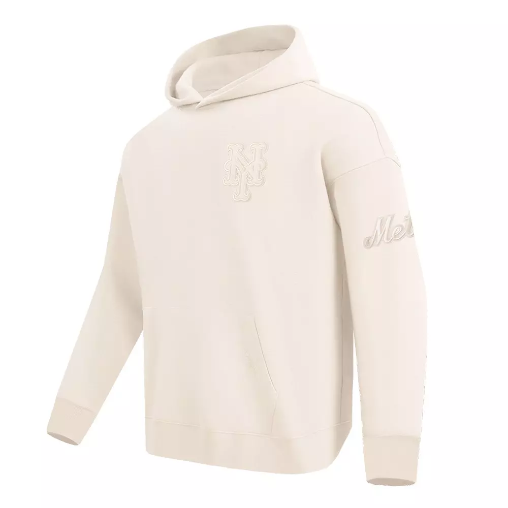 Pro Standard Men's MLB New York Mets Neutral Drop Shoulder Pullover Hoodie - CREAM