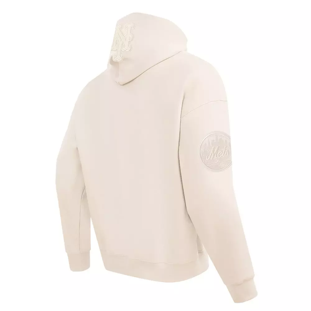 Pro Standard Men's MLB New York Mets Neutral Drop Shoulder Pullover Hoodie - CREAM