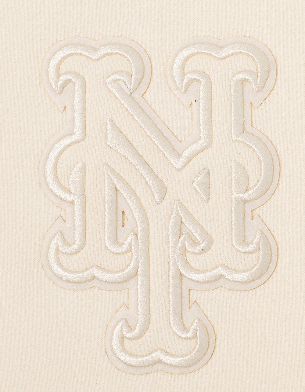 Pro Standard Men's MLB New York Mets Neutral Drop Shoulder Pullover Hoodie - CREAM Thumbnail View 7