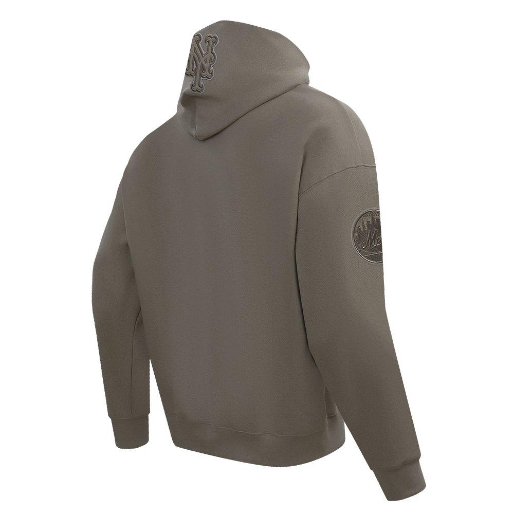Pro Standard Men's MLB New York Mets Neutral Drop Shoulder Pullover Hoodie - DK BROWN Thumbnail View 4