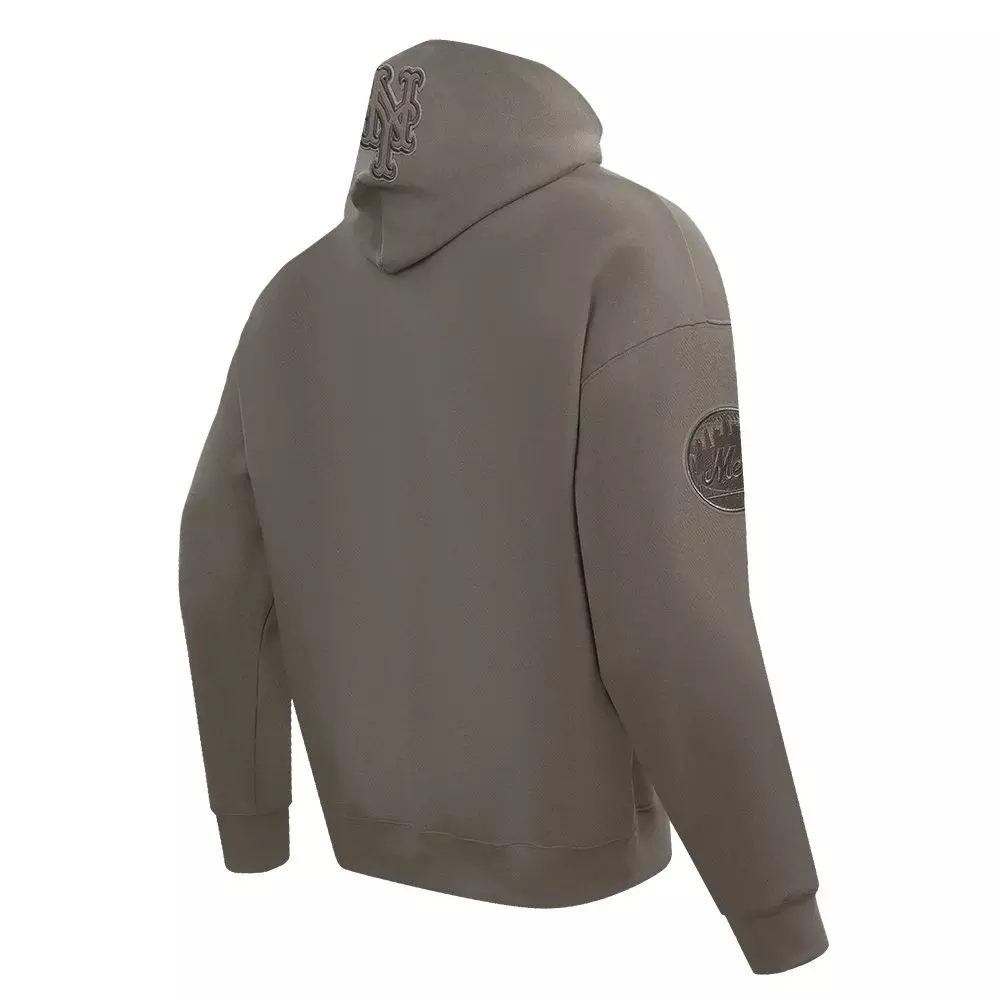 Pro Standard Men's MLB New York Mets Neutral Drop Shoulder Pullover Hoodie - DK BROWN