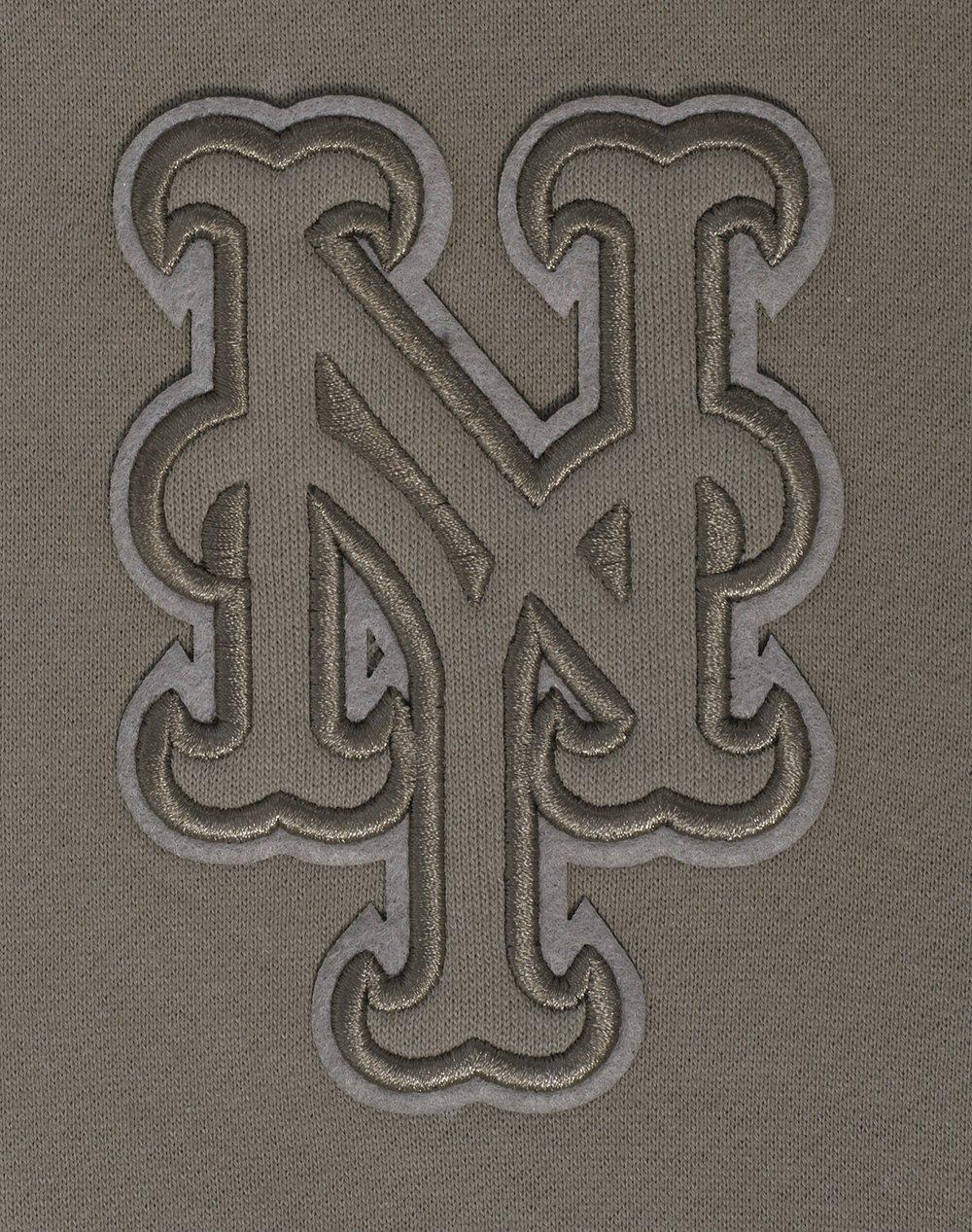 Pro Standard Men's MLB New York Mets Neutral Drop Shoulder Pullover Hoodie - DK BROWN Thumbnail View 6