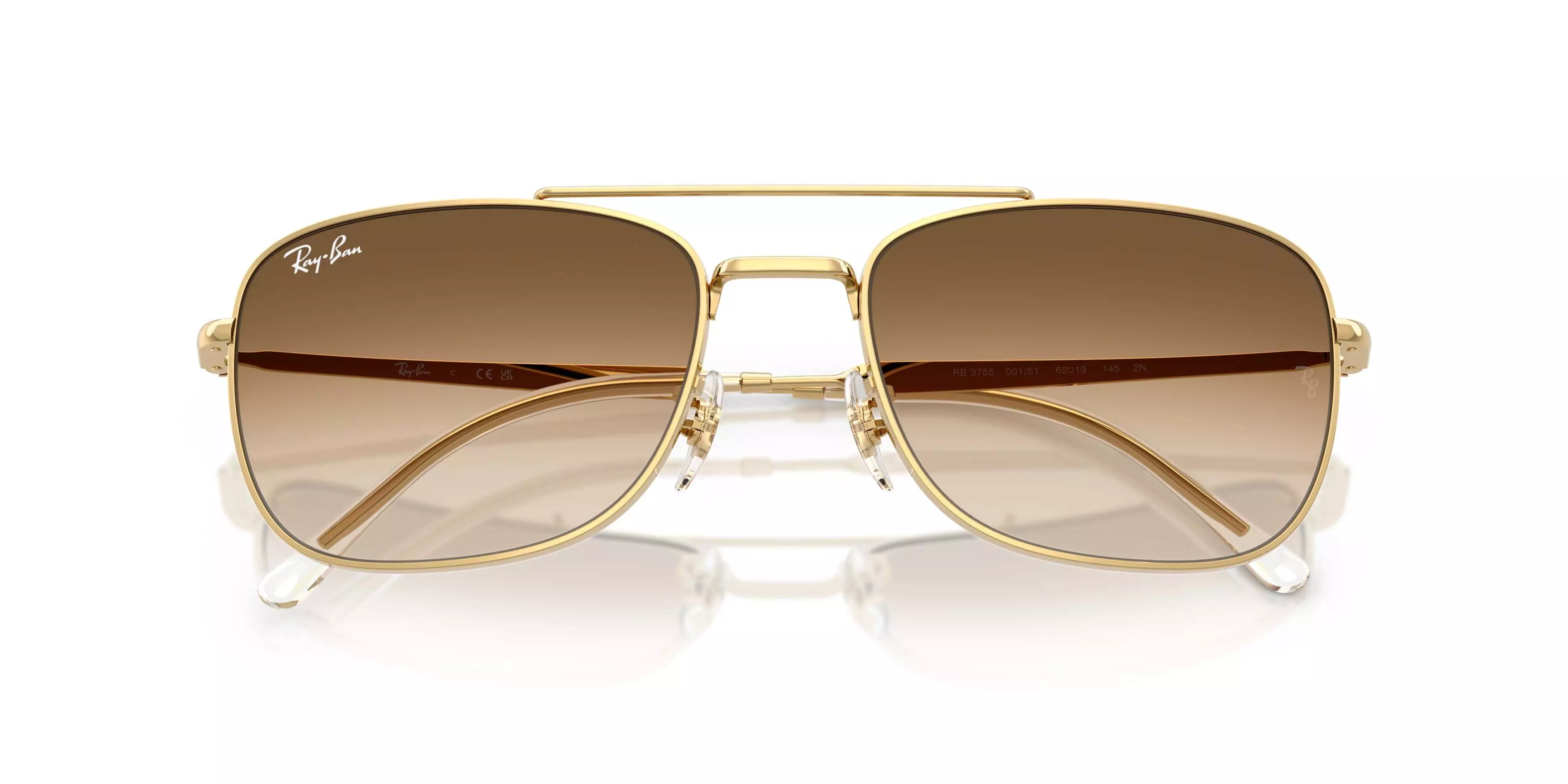 Ray-Ban RB3755 Clear Gradient Brown Sunglasses &ndash; Polished Arista Gold - GOLD/BROWN