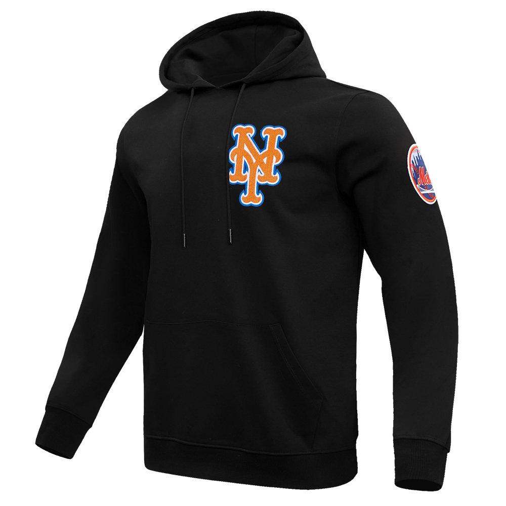 Pro Standard Men's MLB New York Mets Chenille Pullover Hoodie - BLACK Thumbnail View 3