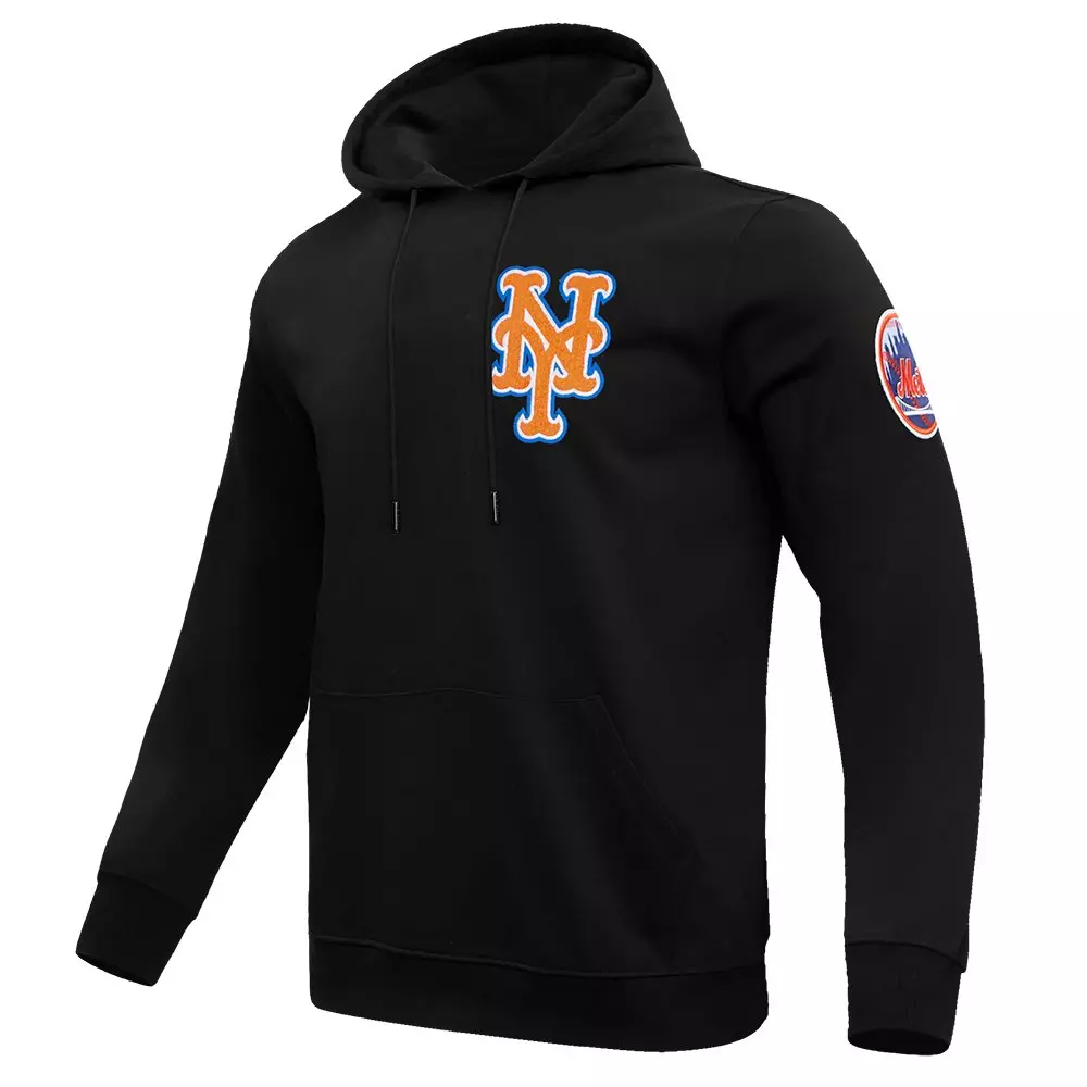 Pro Standard Men's MLB New York Mets Chenille Pullover Hoodie - BLACK