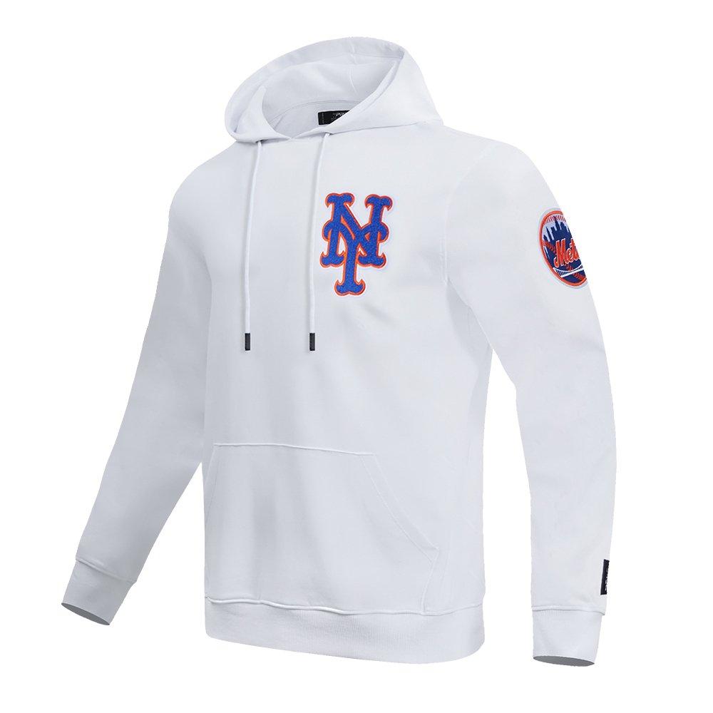 Pro Standard Men's MLB New York Mets Chenille Pullover Hoodie - WHITE Thumbnail View 3
