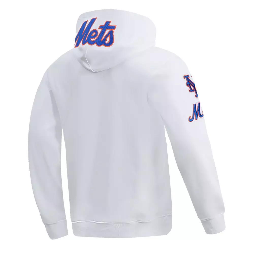 Pro Standard Men's MLB New York Mets Chenille Pullover Hoodie - WHITE