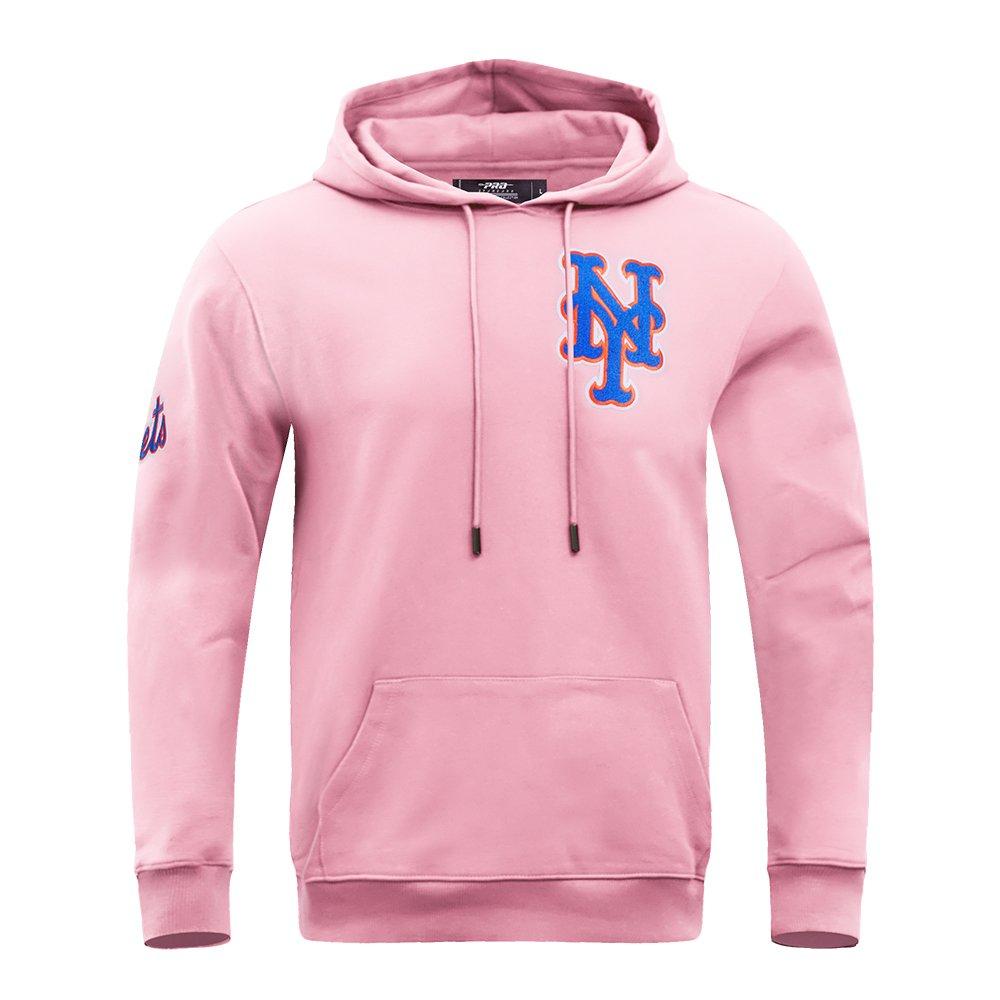 Pro Standard Men's MLB New York Mets Chenille Pullover Hoodie - PINK Thumbnail View 1