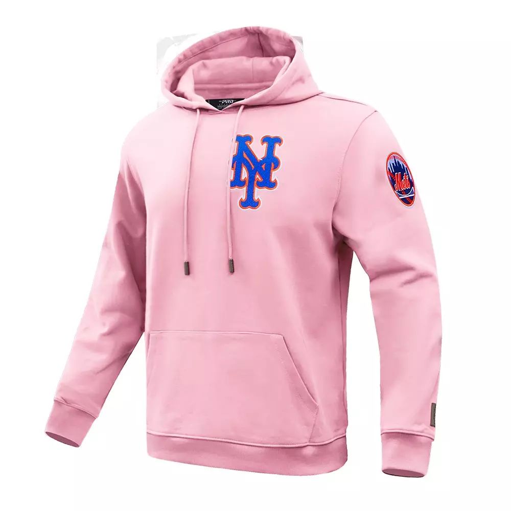 Pro Standard Men's MLB New York Mets Chenille Pullover Hoodie - PINK